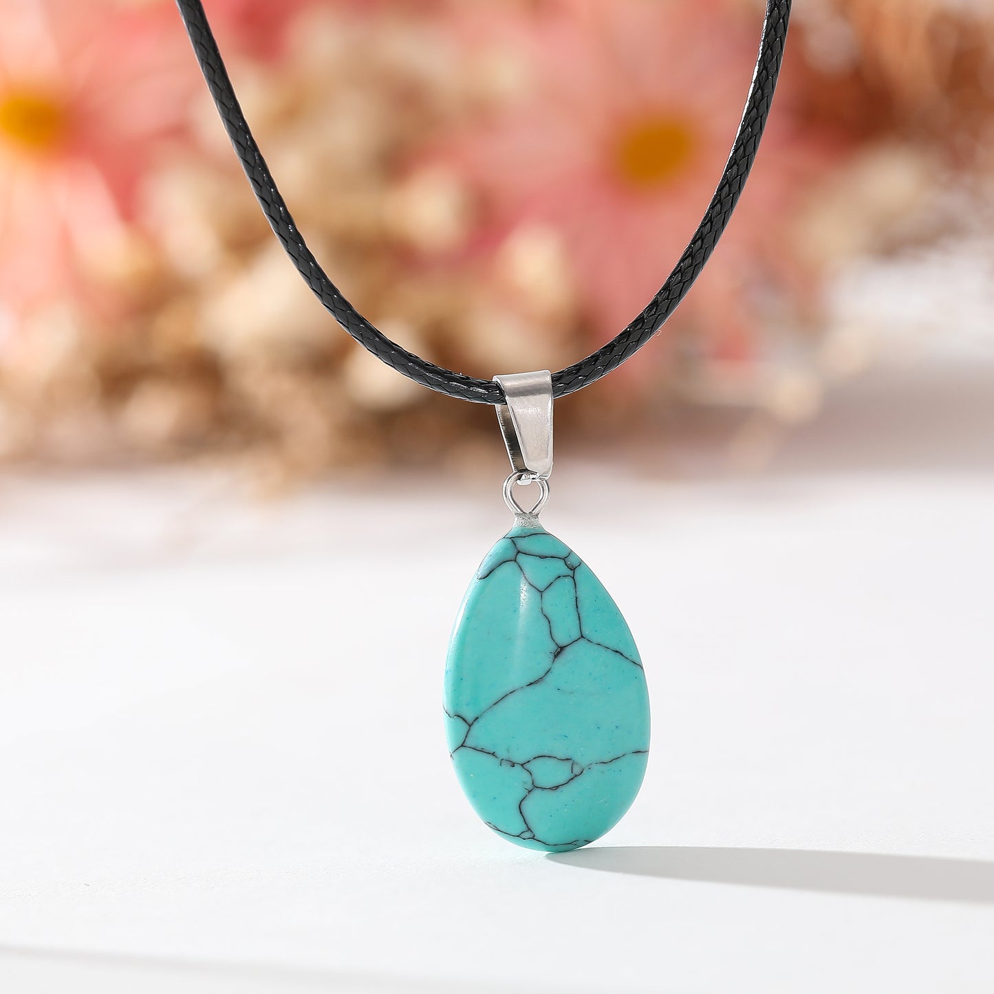 Assorted Genuine Stone Teardrop Necklace - Natural Gemstone Jewelry