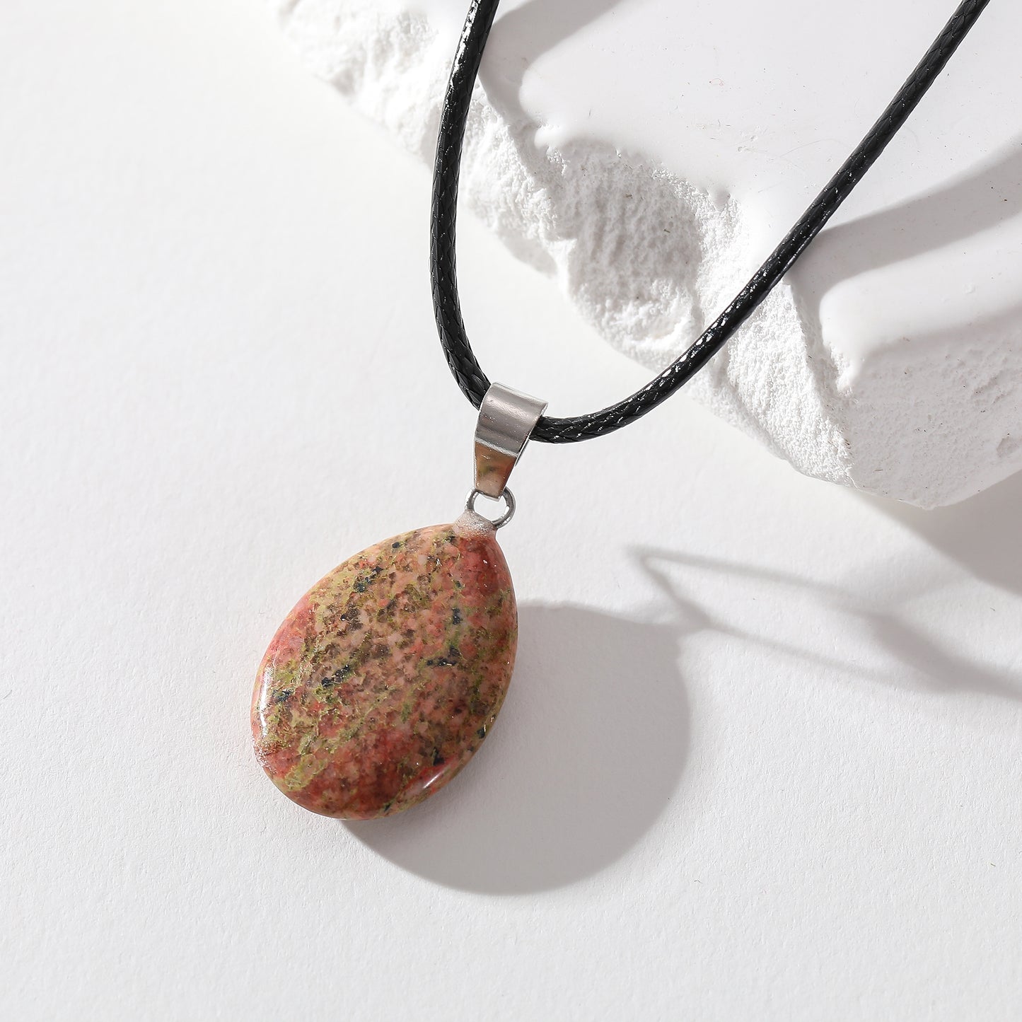 Assorted Genuine Stone Teardrop Necklace - Natural Gemstone Jewelry