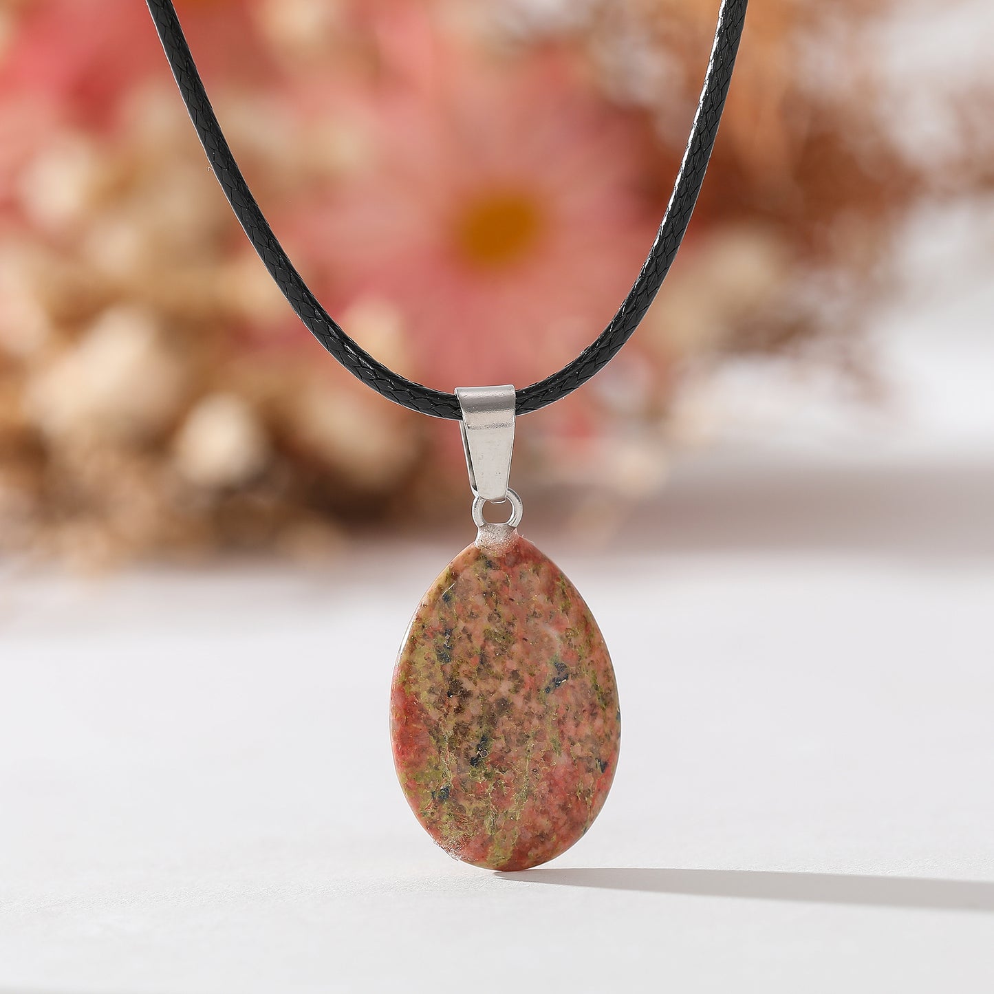 Assorted Genuine Stone Teardrop Necklace - Natural Gemstone Jewelry