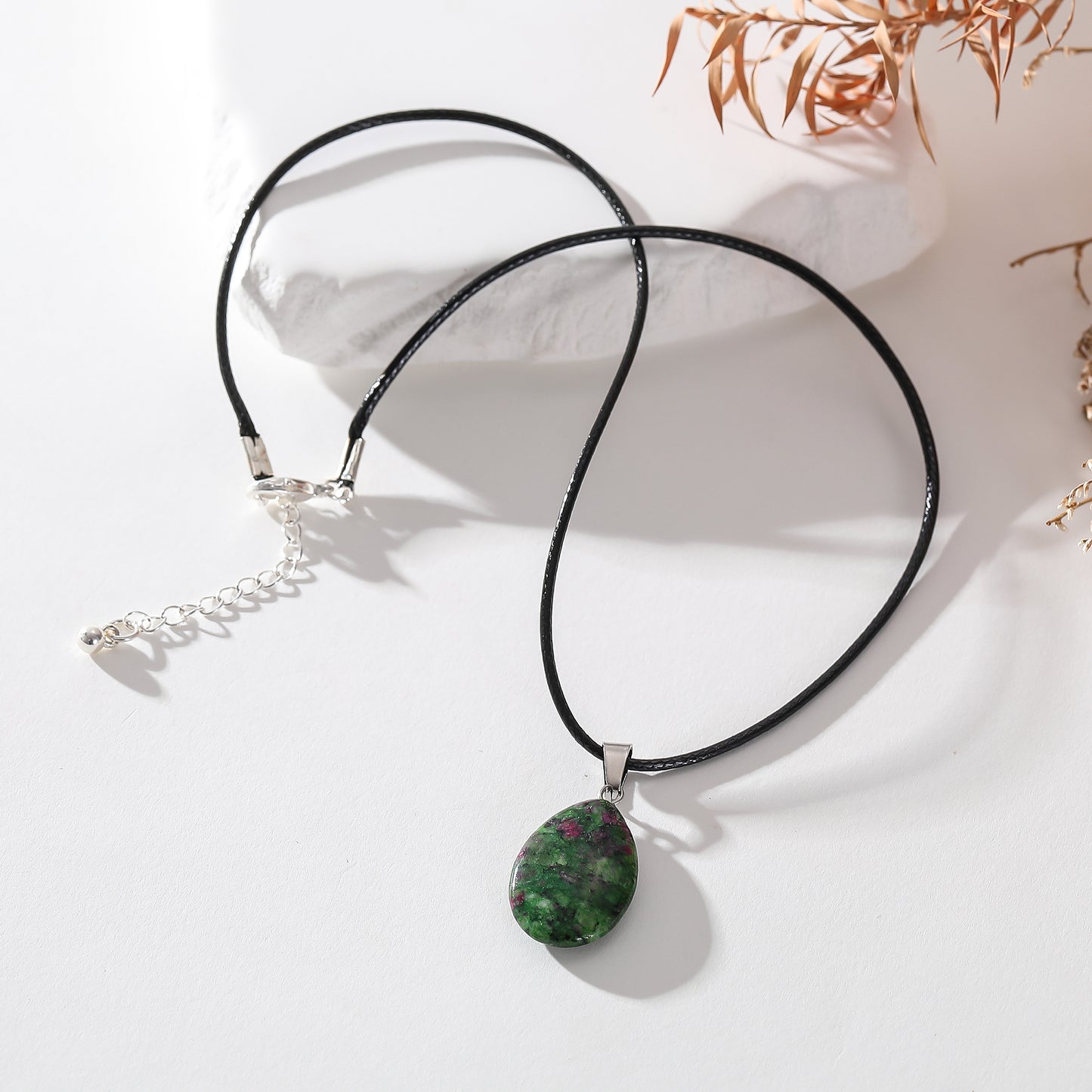 Assorted Genuine Stone Teardrop Necklace - Natural Gemstone Jewelry
