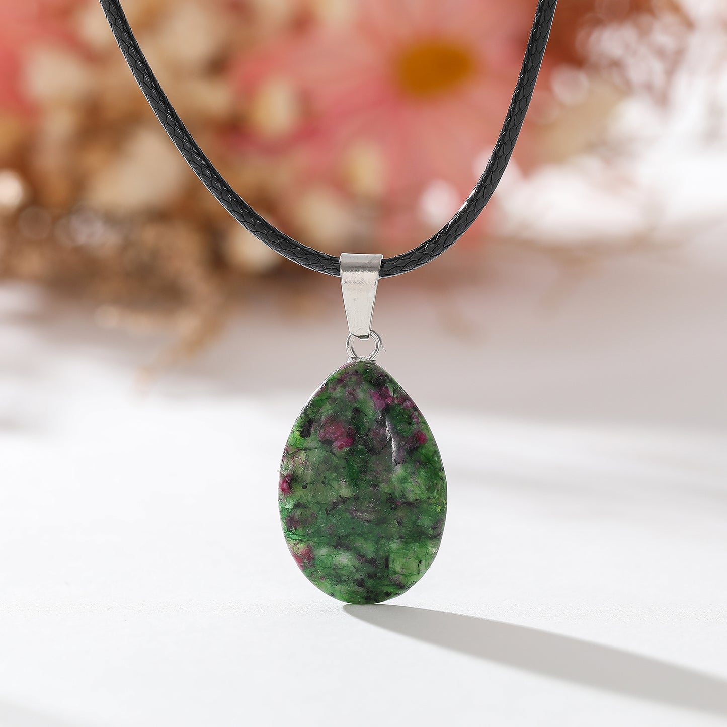 Assorted Genuine Stone Teardrop Necklace - Natural Gemstone Jewelry