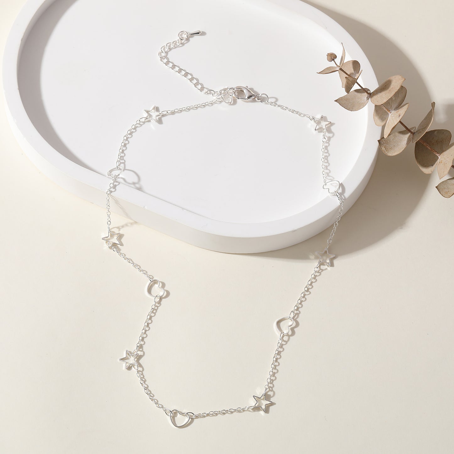 Silver & Rose Gold Star and Heart Necklaces - Assorted Cut-Out Design Jewelry for Women - Elegant & Versatile Accessories