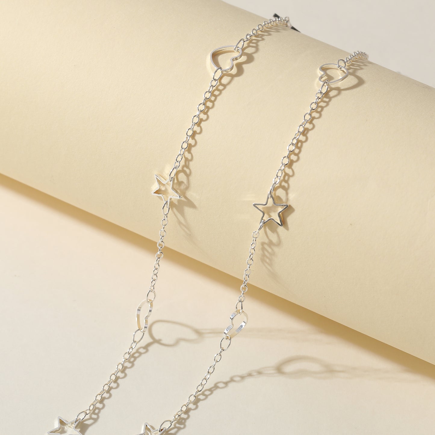 Silver & Rose Gold Star and Heart Necklaces - Assorted Cut-Out Design Jewelry for Women - Elegant & Versatile Accessories