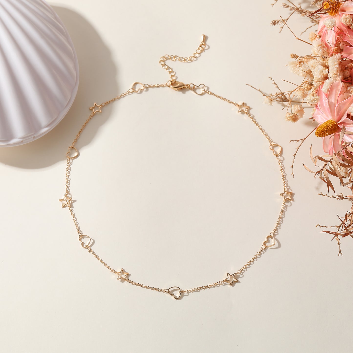 Silver & Rose Gold Star and Heart Necklaces - Assorted Cut-Out Design Jewelry for Women - Elegant & Versatile Accessories
