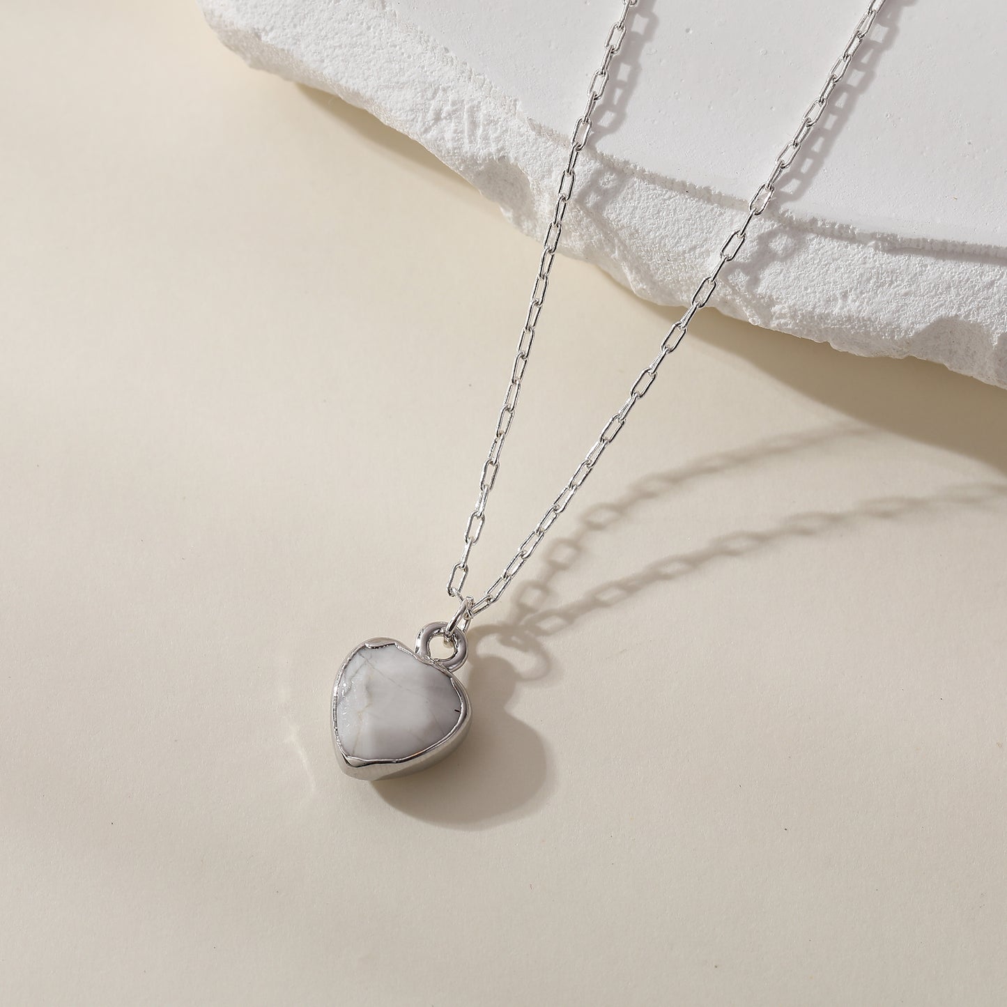 Assorted Genuine Stone Heart Necklace - Unique Handmade Jewelry for Women