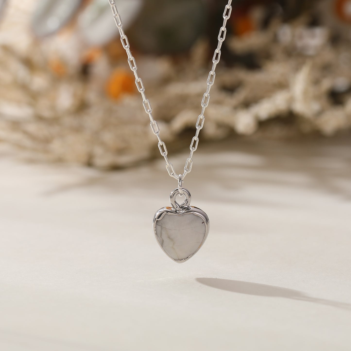 Assorted Genuine Stone Heart Necklace - Unique Handmade Jewelry for Women