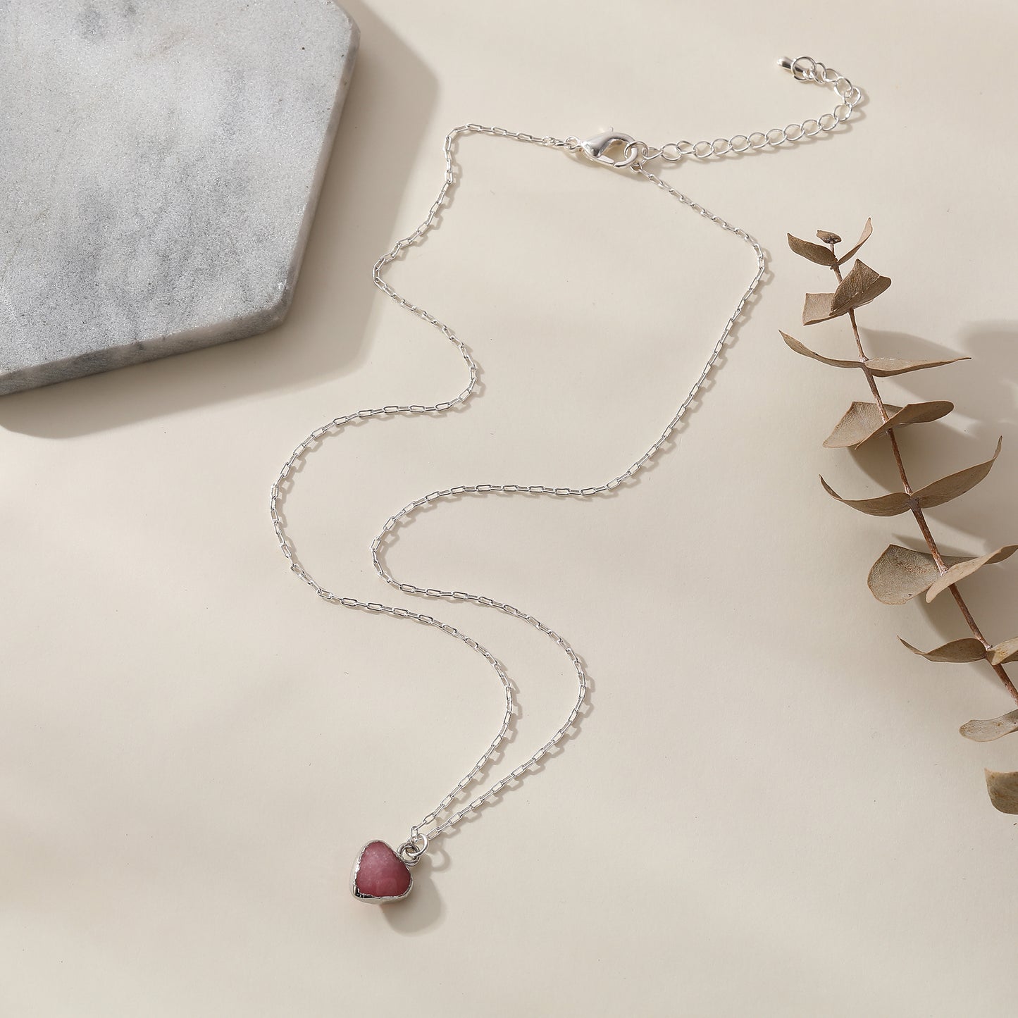 Assorted Genuine Stone Heart Necklace - Unique Handmade Jewelry for Women