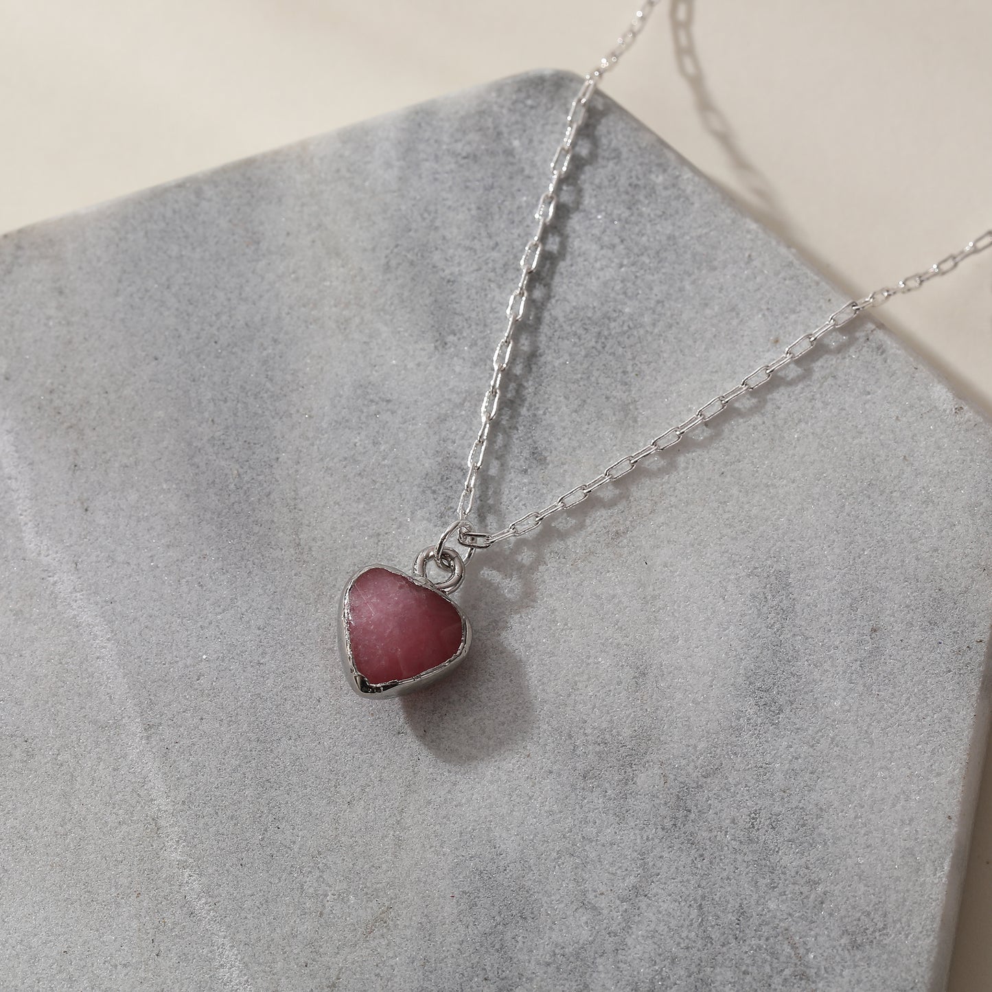 Assorted Genuine Stone Heart Necklace - Unique Handmade Jewelry for Women