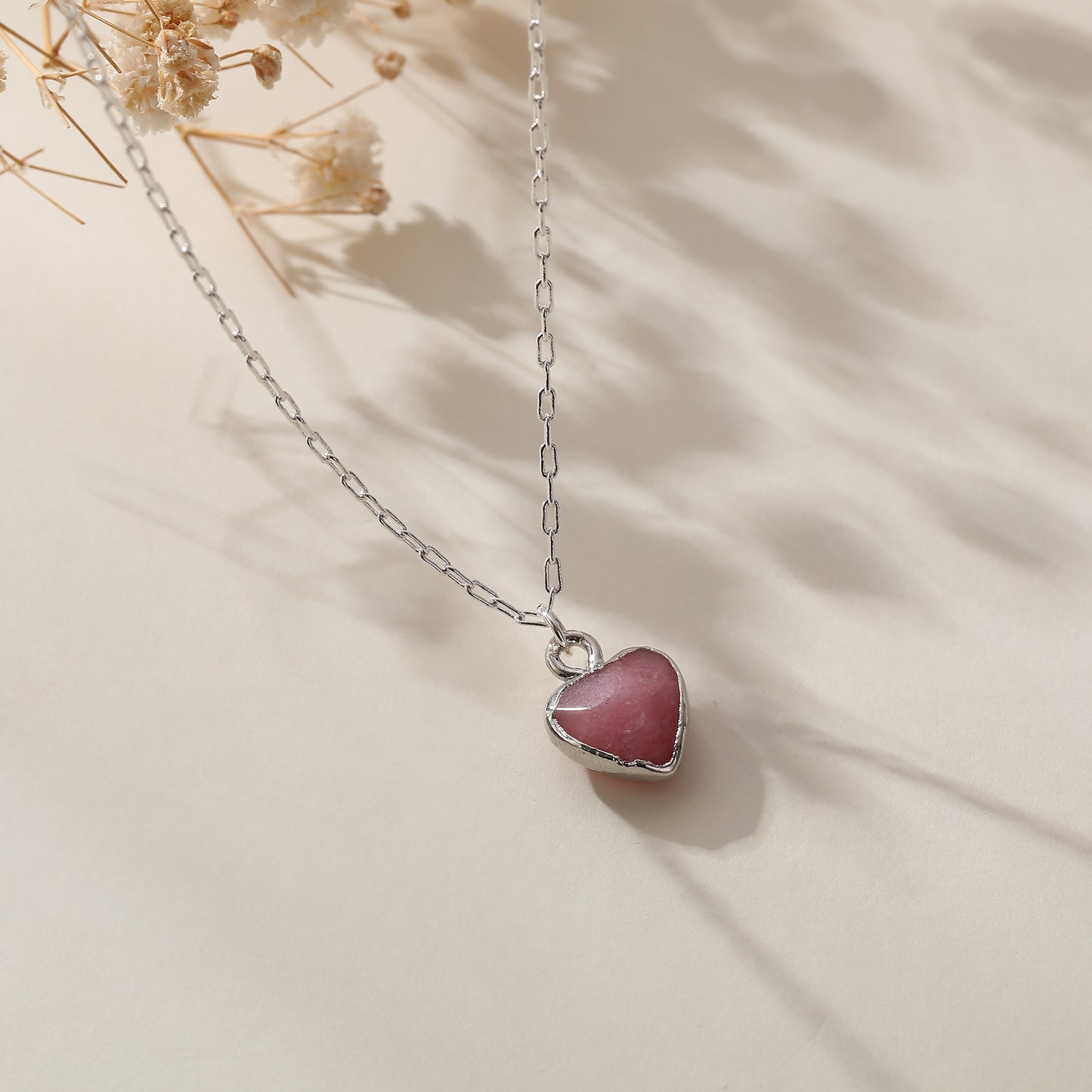 Assorted Genuine Stone Heart Necklace - Unique Handmade Jewelry for Women