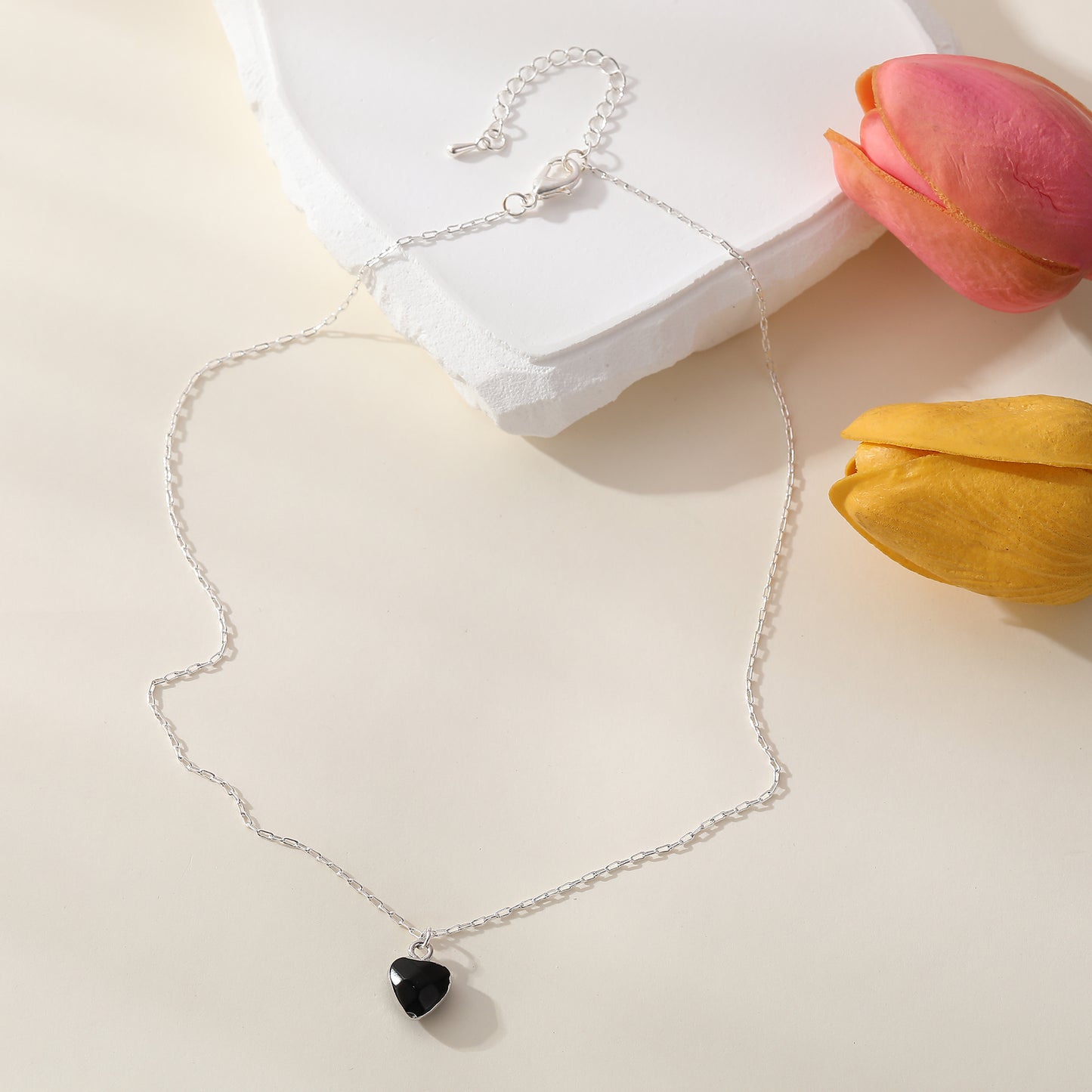 Assorted Genuine Stone Heart Necklace - Unique Handmade Jewelry for Women