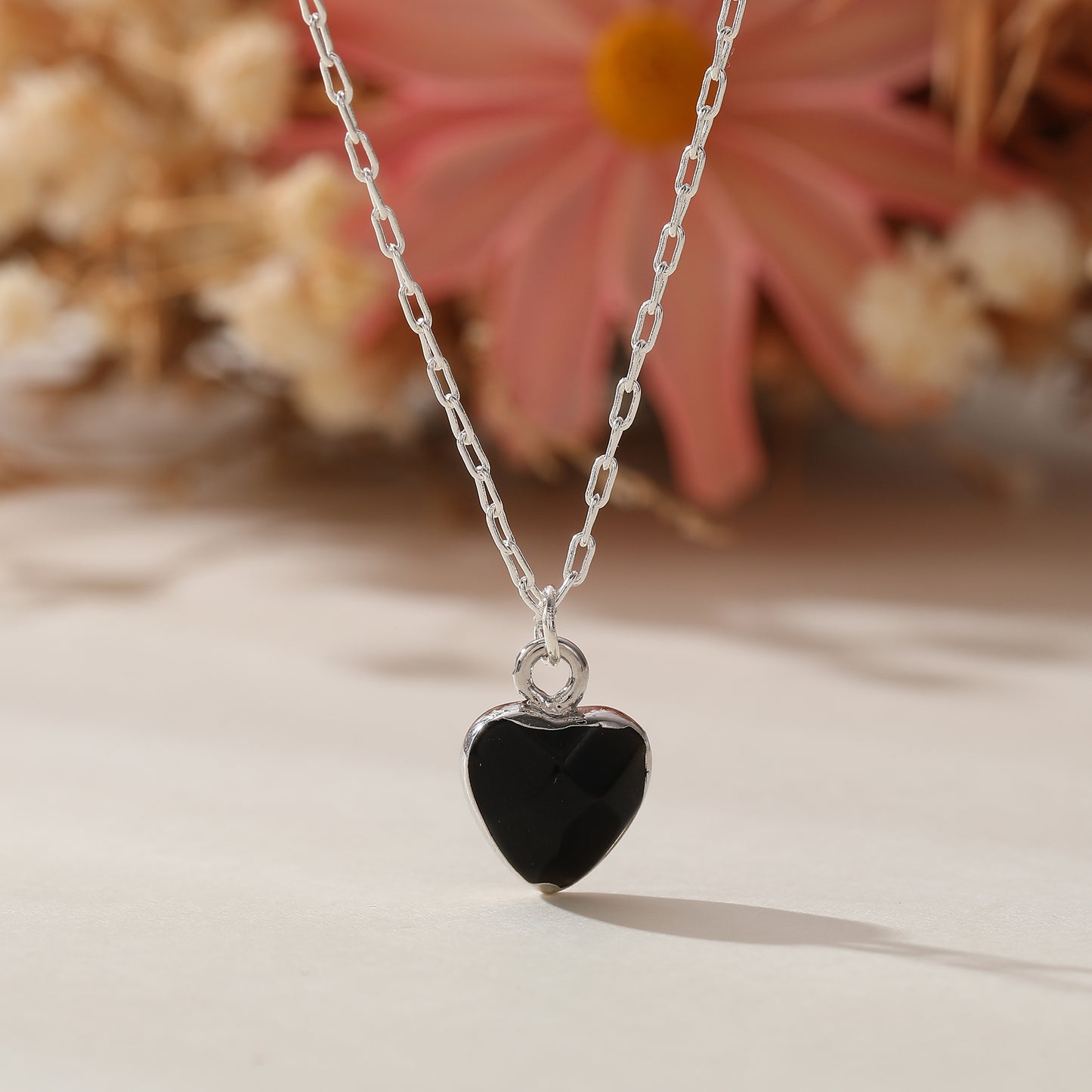 Assorted Genuine Stone Heart Necklace - Unique Handmade Jewelry for Women