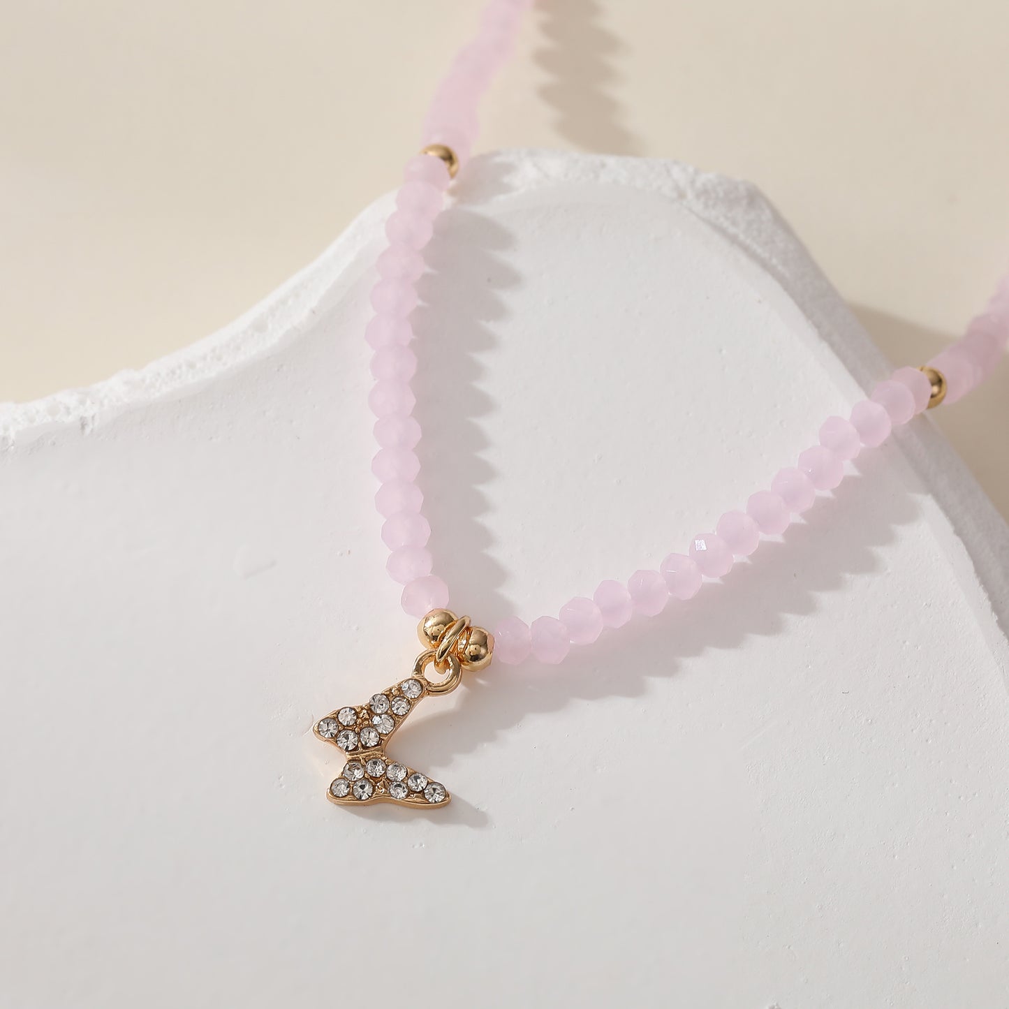 Assorted Pastel Beaded Necklace with Gold & Crystal Butterfly Charm - Elegant & Stylish Jewelry for Women