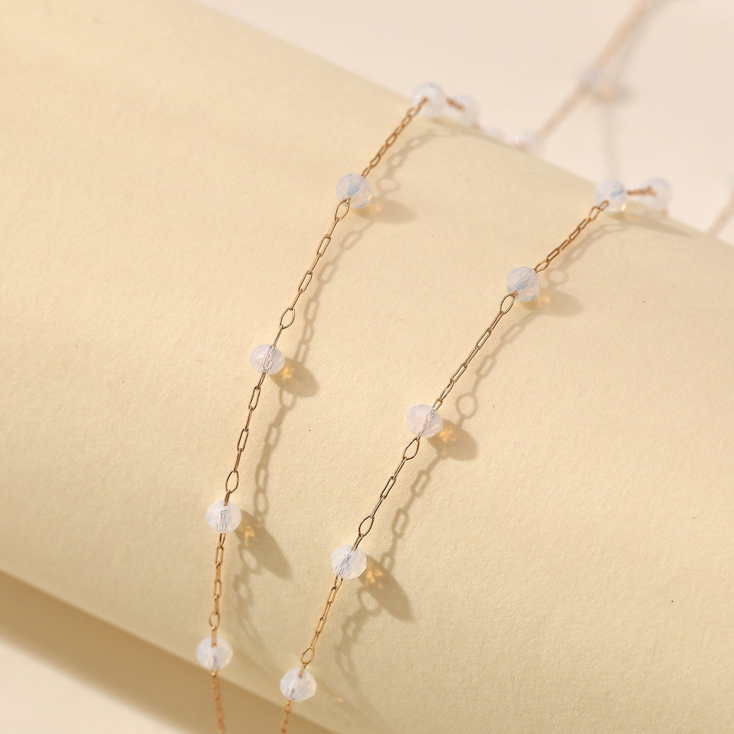 Delicate Gold Chain Necklace with Gold Cross & Assorted Faceted Beads - Elegant & Versatile Jewelry for Women