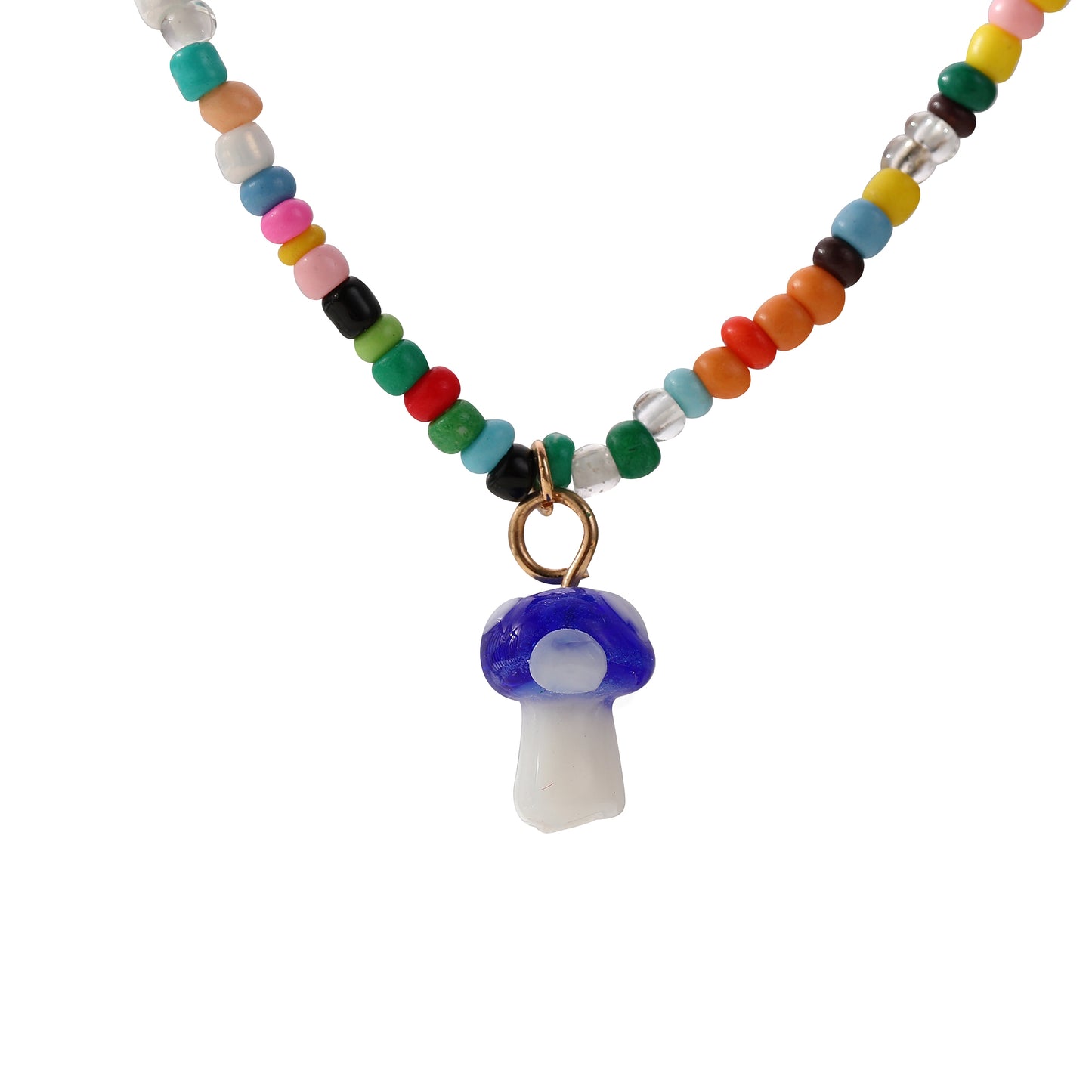 Whimsical Glass Mushroom Beaded Necklace - Colorful & Playful Jewelry for Kids，Teens and Women - Perfect for Everyday Style and Festive Occasions