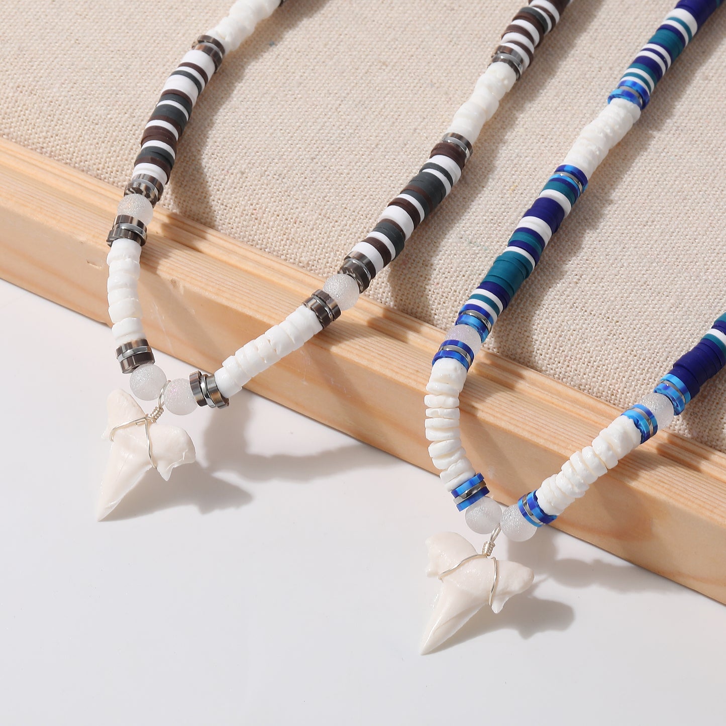 Unisex Shark Tooth Beaded Necklace - Ocean-Inspired Jewelry for Men & Women - Perfect for Beach Vacations, Summer Style, or Tropical Getaways
