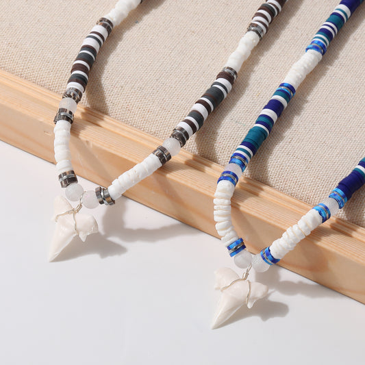 Unisex Shark Tooth Beaded Necklace - Ocean-Inspired Jewelry for Men & Women - Perfect for Beach Vacations, Summer Style, or Tropical Getaways