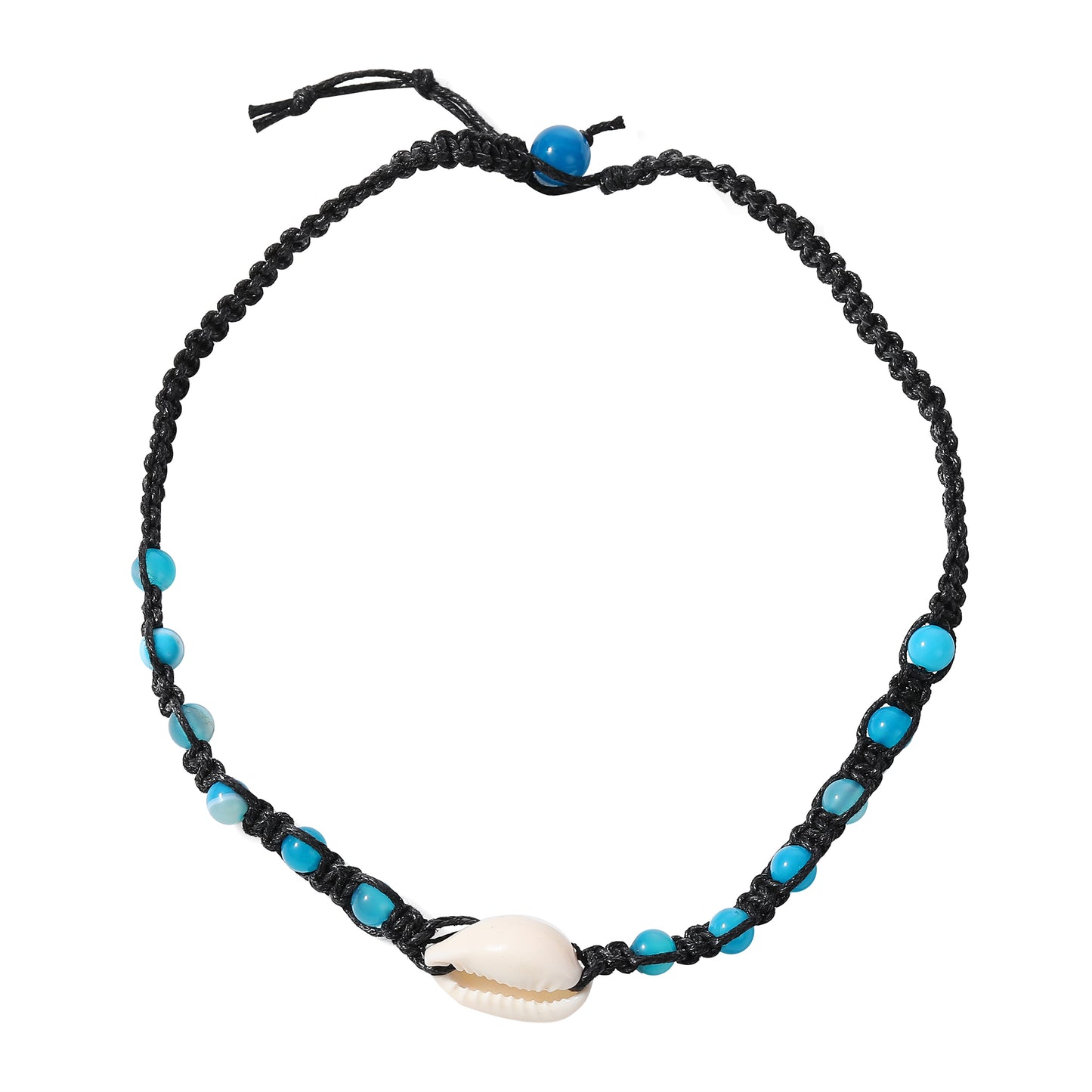 Boho Macrame Necklace with Cowrie Shells & Genuine Stones - Handcrafted Coastal Jewelry for Women - Perfect for Summer Style and Beach Vacations