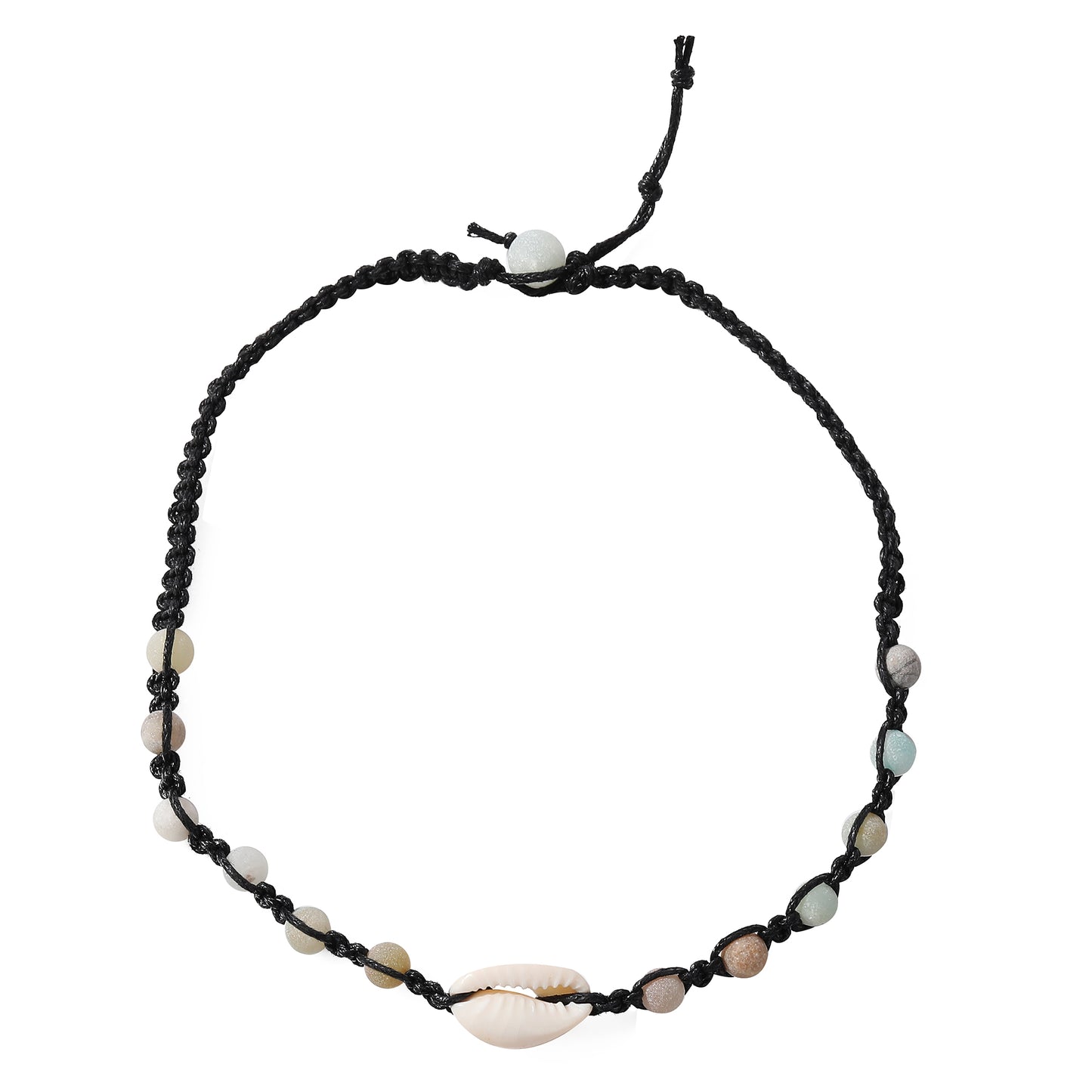Boho Macrame Necklace with Cowrie Shells & Genuine Stones - Handcrafted Coastal Jewelry for Women - Perfect for Summer Style and Beach Vacations
