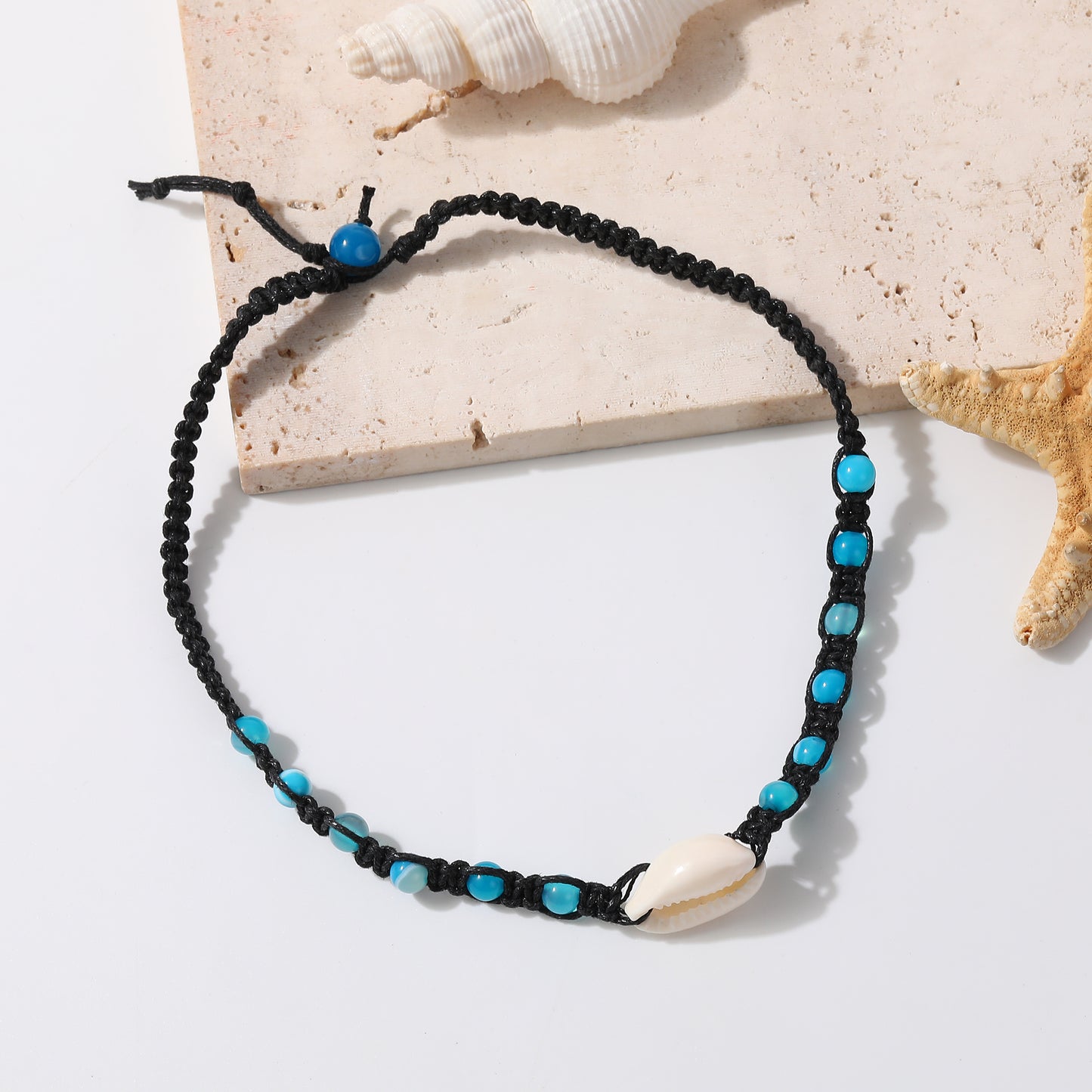 Boho Macrame Necklace with Cowrie Shells & Genuine Stones - Handcrafted Coastal Jewelry for Women - Perfect for Summer Style and Beach Vacations