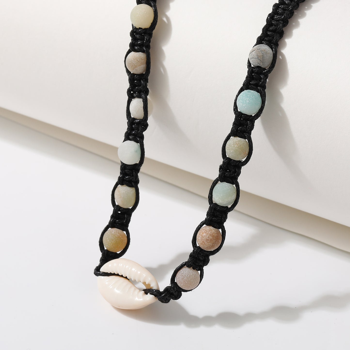 Boho Macrame Necklace with Cowrie Shells & Genuine Stones - Handcrafted Coastal Jewelry for Women - Perfect for Summer Style and Beach Vacations