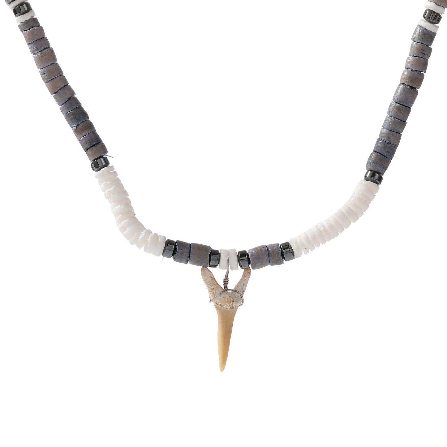 Beach-Inspired Shark Tooth Necklace – Handmade Beaded Surfer Jewelry