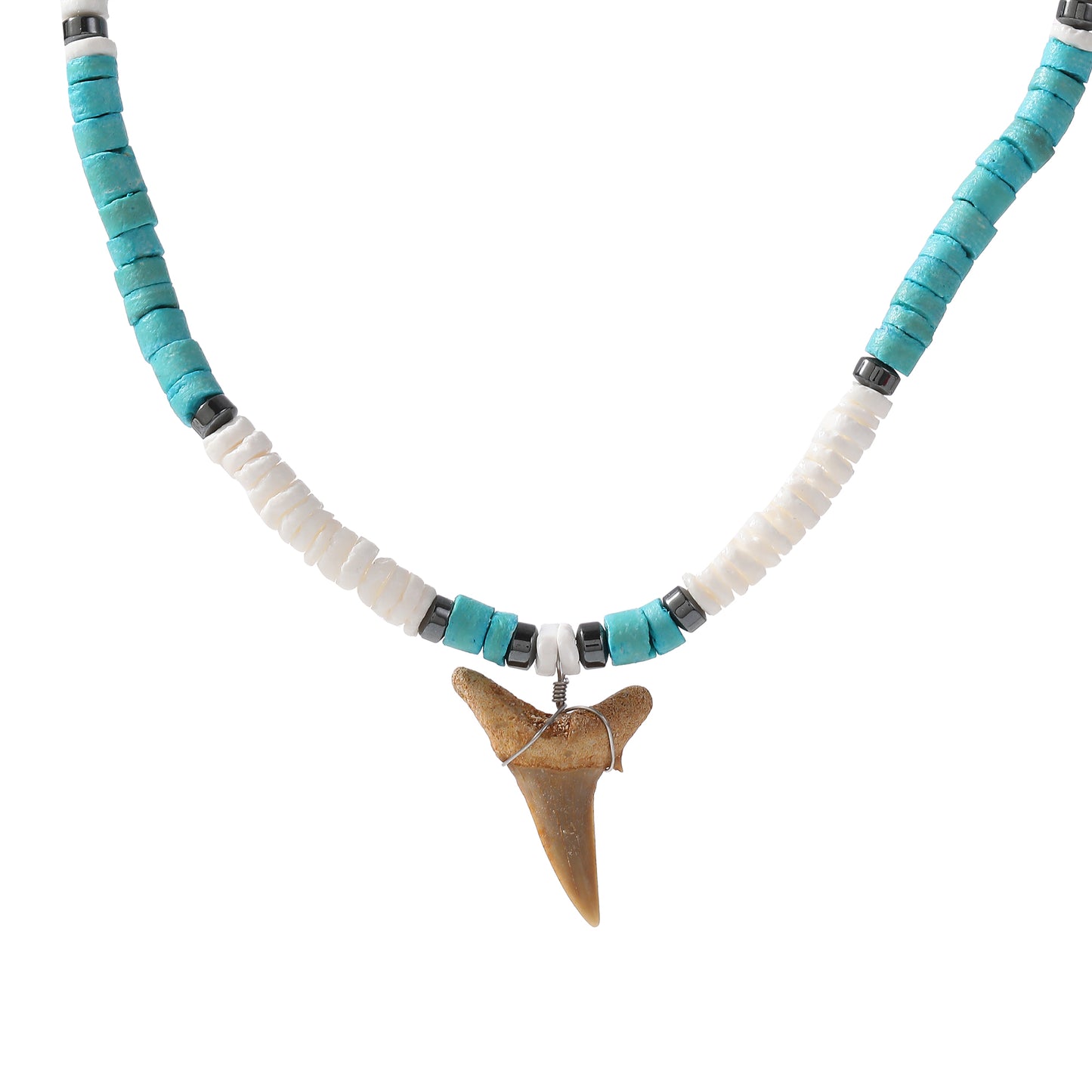 Beach-Inspired Shark Tooth Necklace – Handmade Beaded Surfer Jewelry