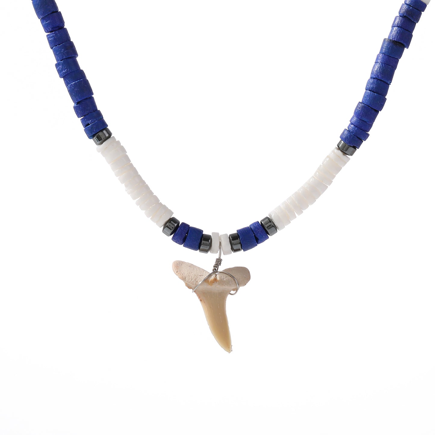 Beach-Inspired Shark Tooth Necklace – Handmade Beaded Surfer Jewelry