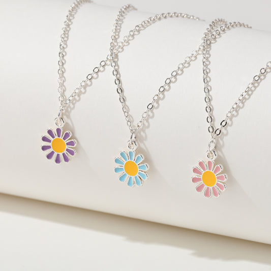 Vibrant Daisy Charm Anklet with Silver Chain - Colorful Summer Jewelry for Women