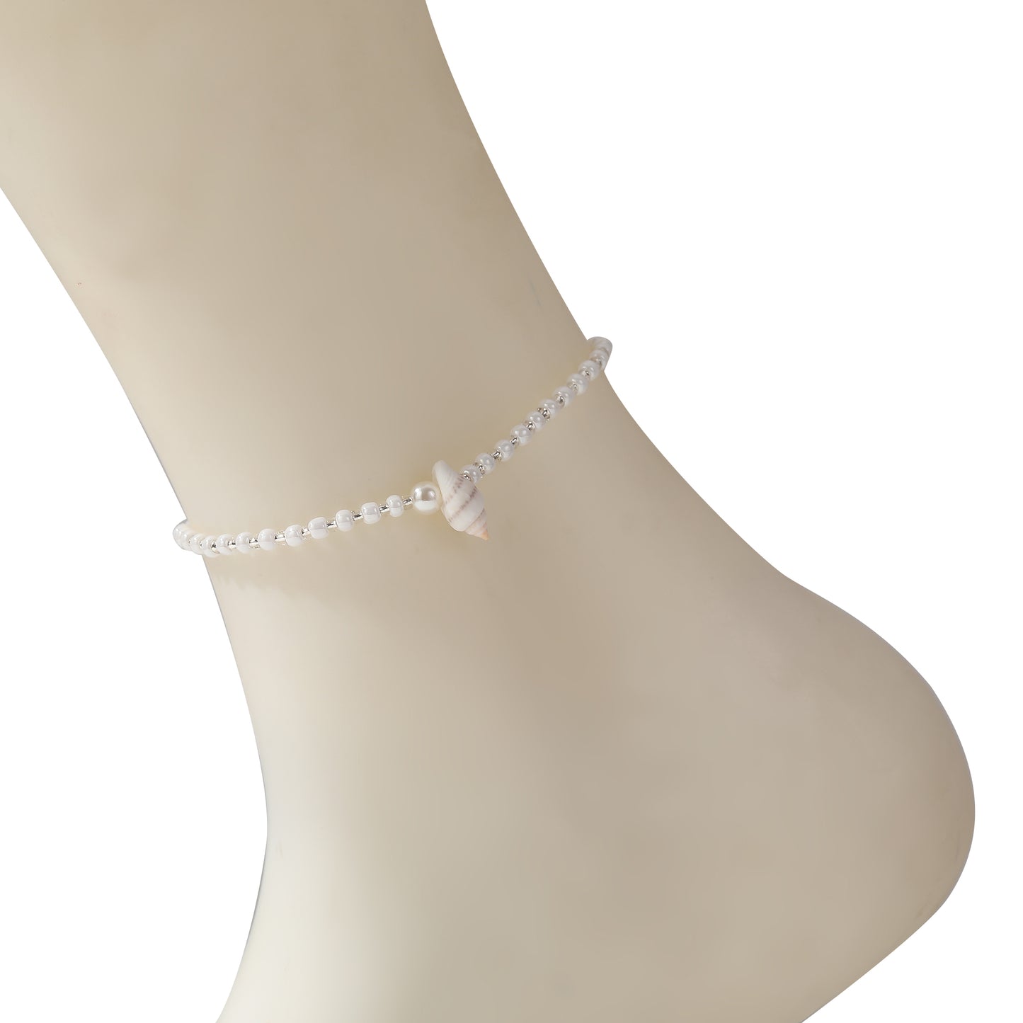 Boho Chic String Anklet with Shell Pearls & Silver Beads - Handcrafted Summer Jewelry for Women - Perfect for Beach Vacations, Festivals, or Everyday Style