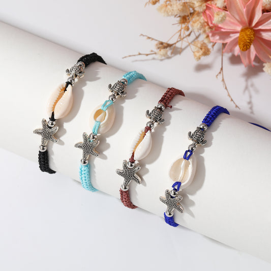 Beach-Inspired Bracelet with Starfish & Turtle Beads - Coastal Charm Jewelry for Women - Perfect for Summer Style, Beach Vacations, Gifts