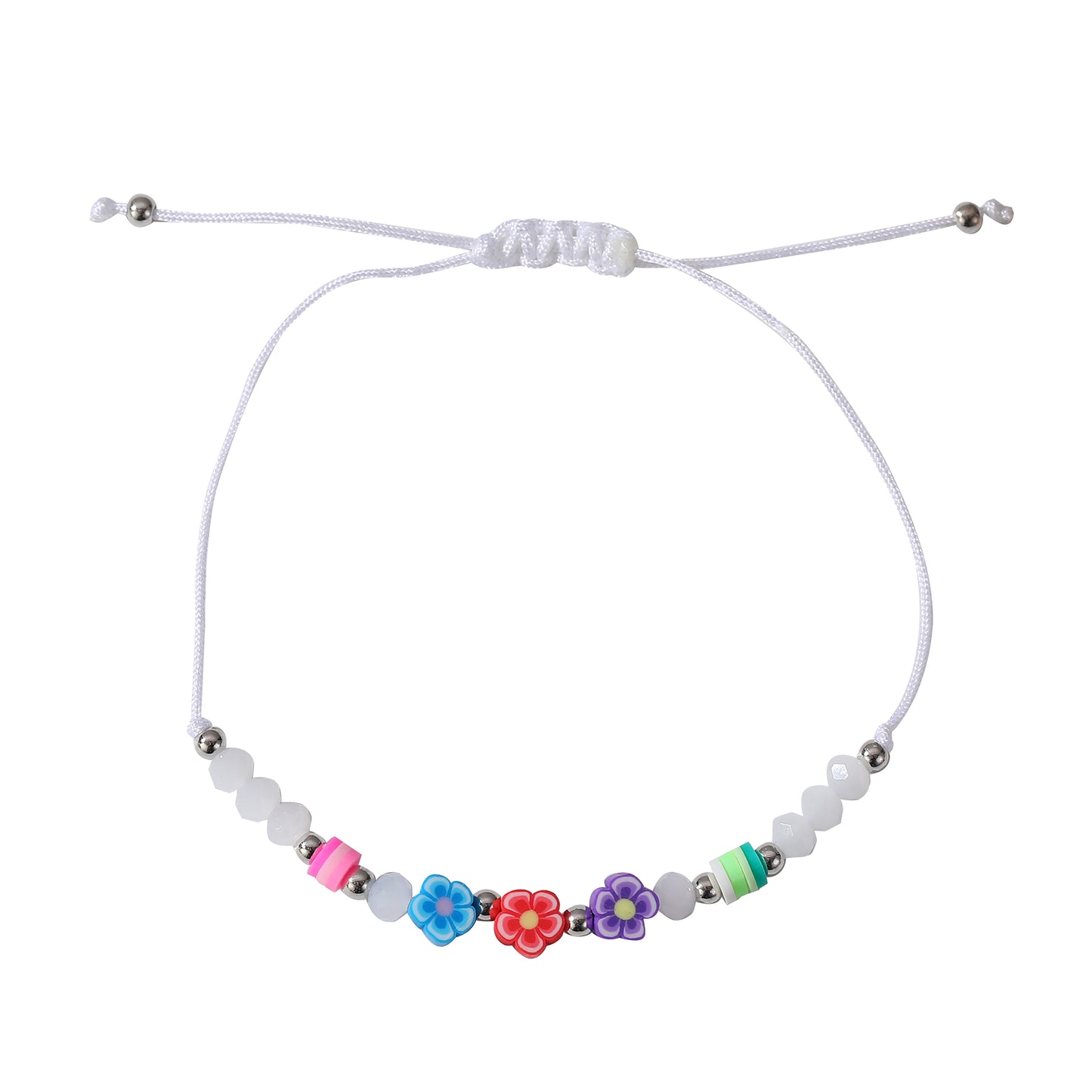 Colorful Handwoven String Bracelets with Round & Flower Beads - Boho Style Jewelry for Women