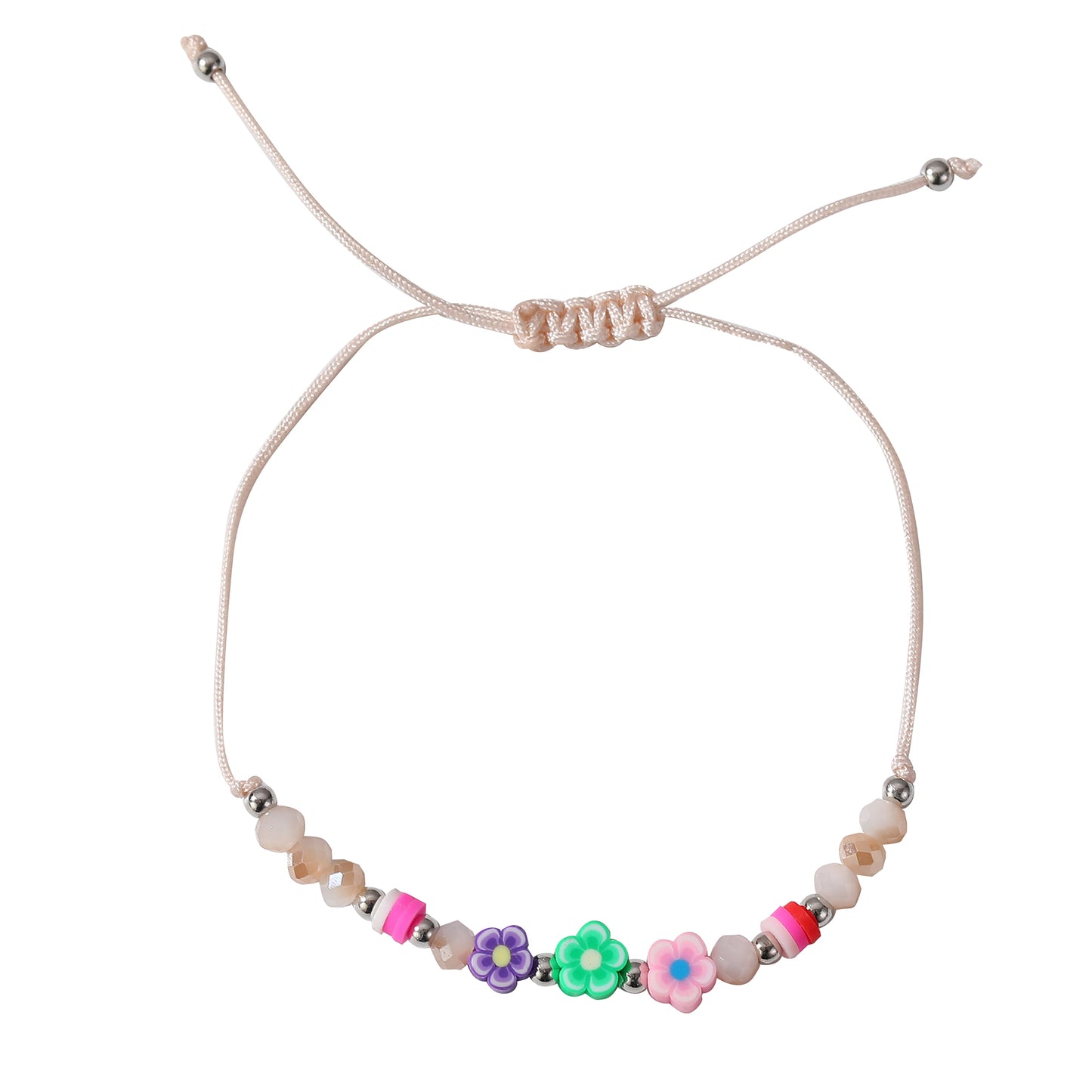Colorful Handwoven String Bracelets with Round & Flower Beads - Boho Style Jewelry for Women