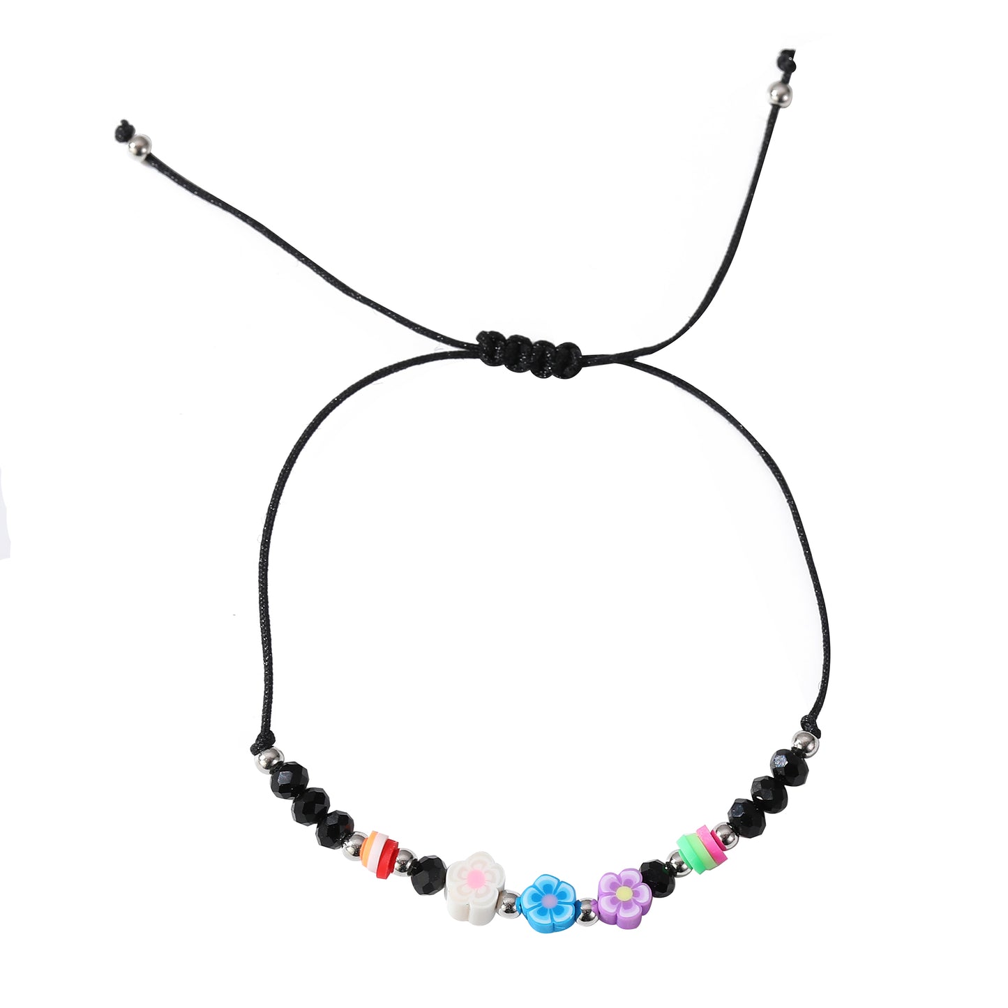 Colorful Handwoven String Bracelets with Round & Flower Beads - Boho Style Jewelry for Women