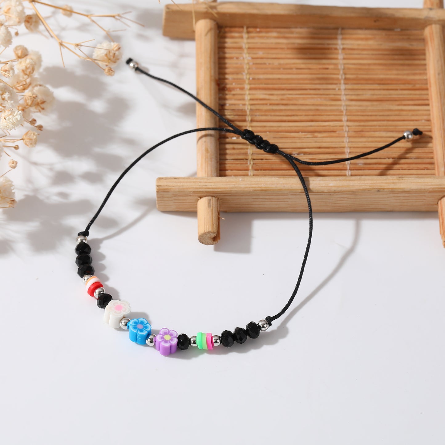 Colorful Handwoven String Bracelets with Round & Flower Beads - Boho Style Jewelry for Women