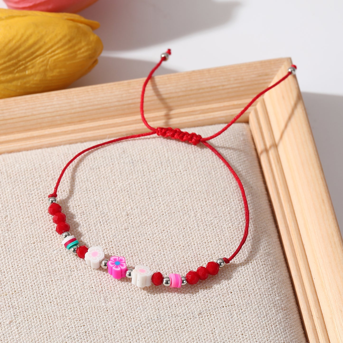 Colorful Handwoven String Bracelets with Round & Flower Beads - Boho Style Jewelry for Women