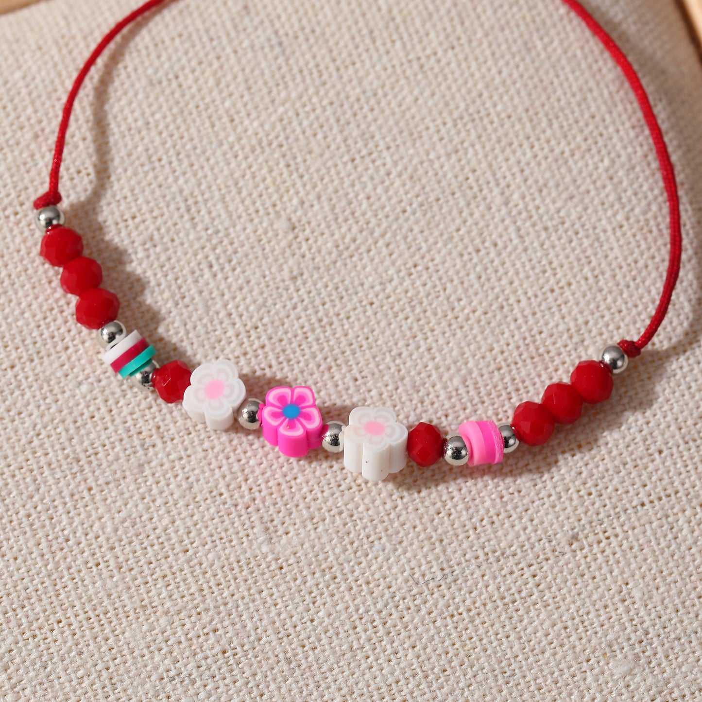 Colorful Handwoven String Bracelets with Round & Flower Beads - Boho Style Jewelry for Women