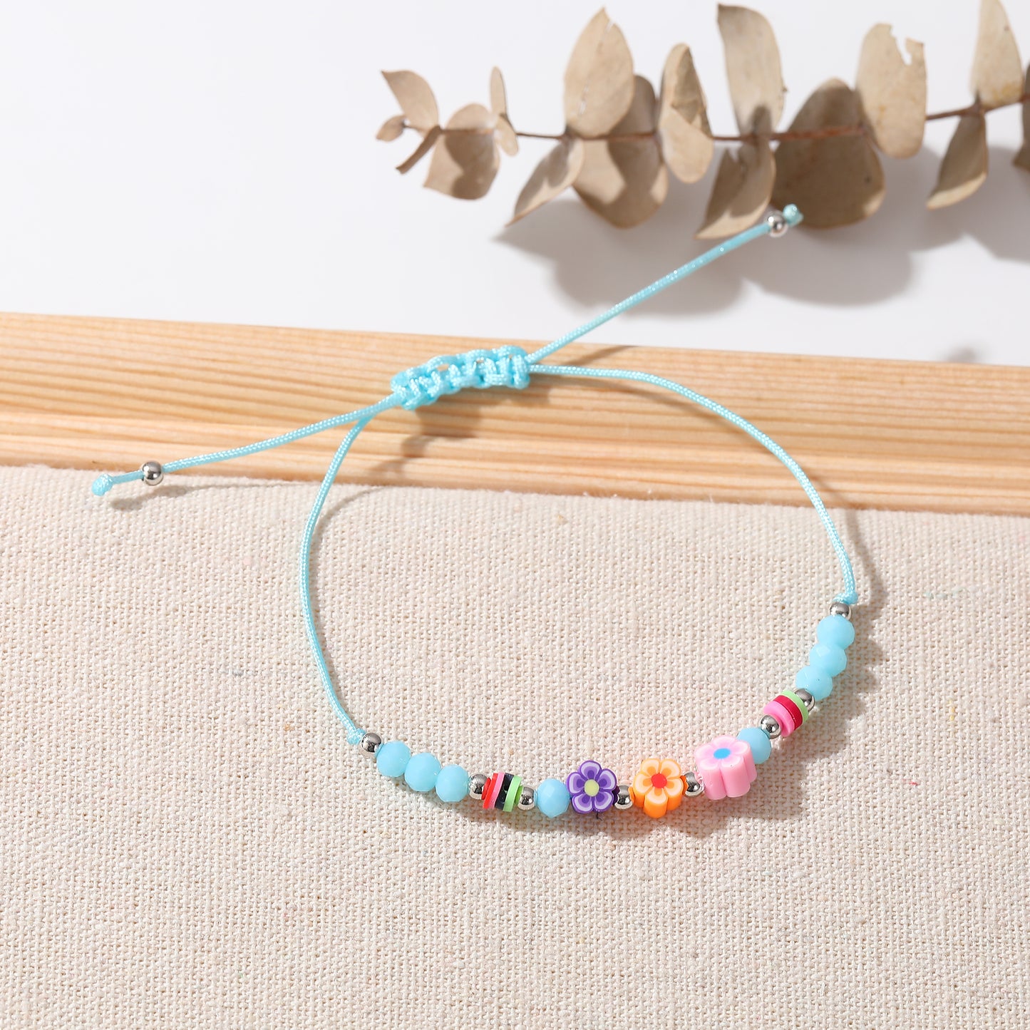 Colorful Handwoven String Bracelets with Round & Flower Beads - Boho Style Jewelry for Women