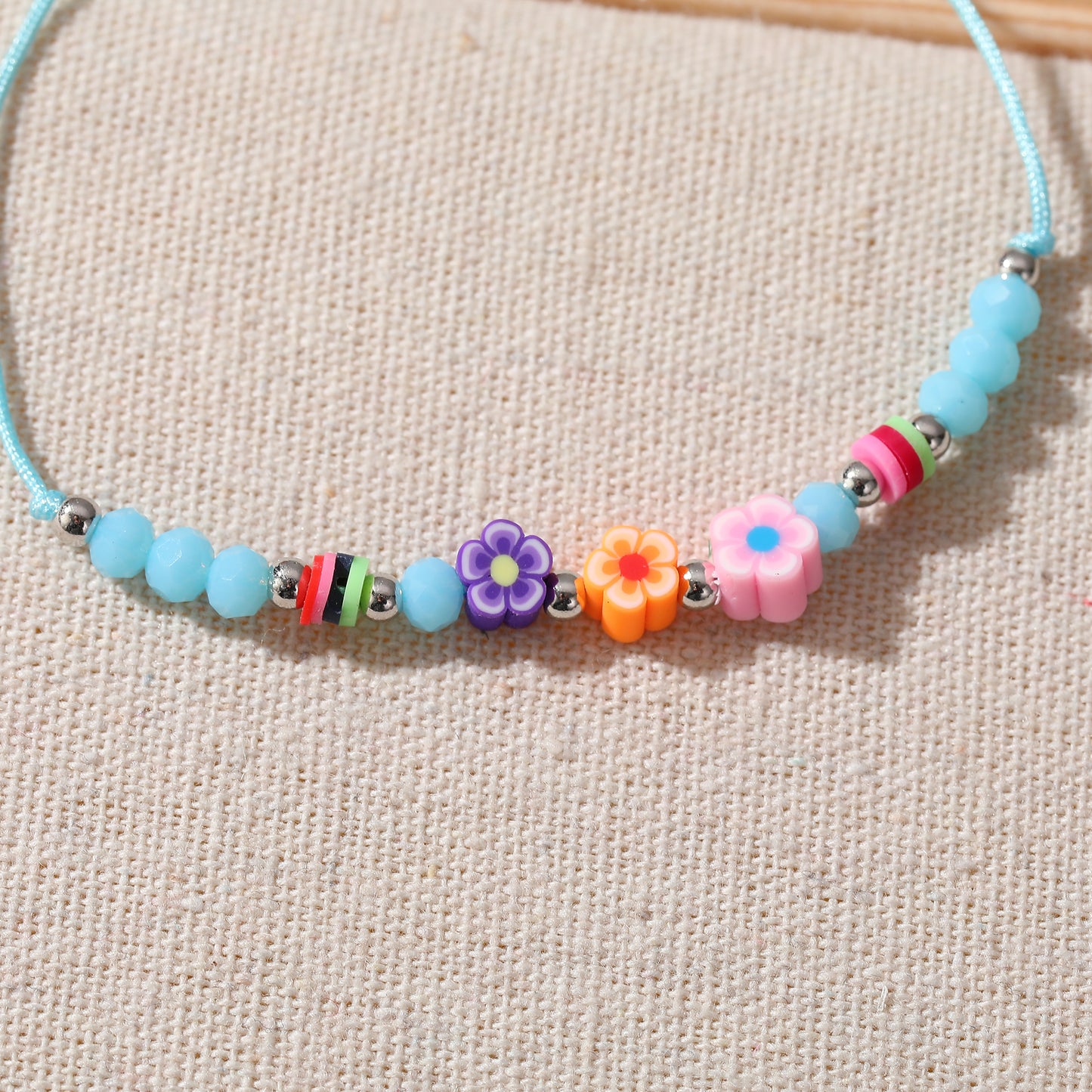 Colorful Handwoven String Bracelets with Round & Flower Beads - Boho Style Jewelry for Women