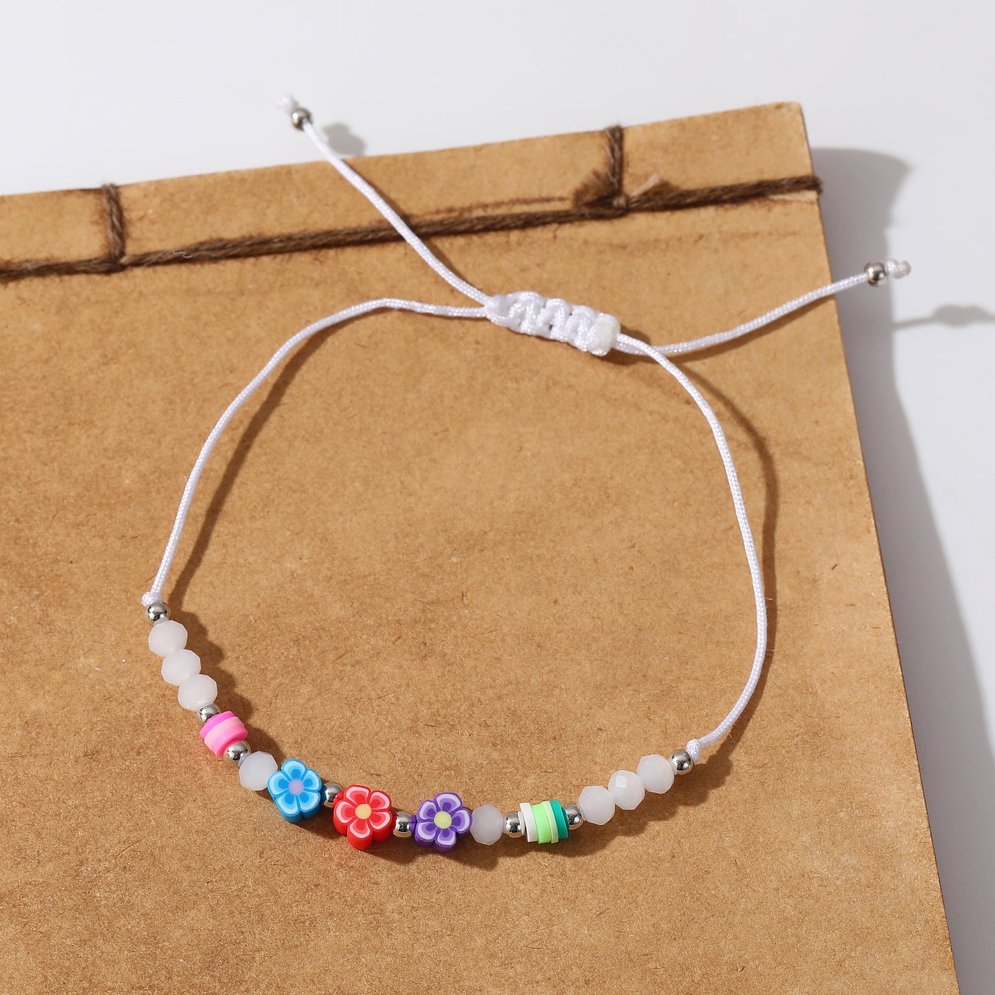 Colorful Handwoven String Bracelets with Round & Flower Beads - Boho Style Jewelry for Women