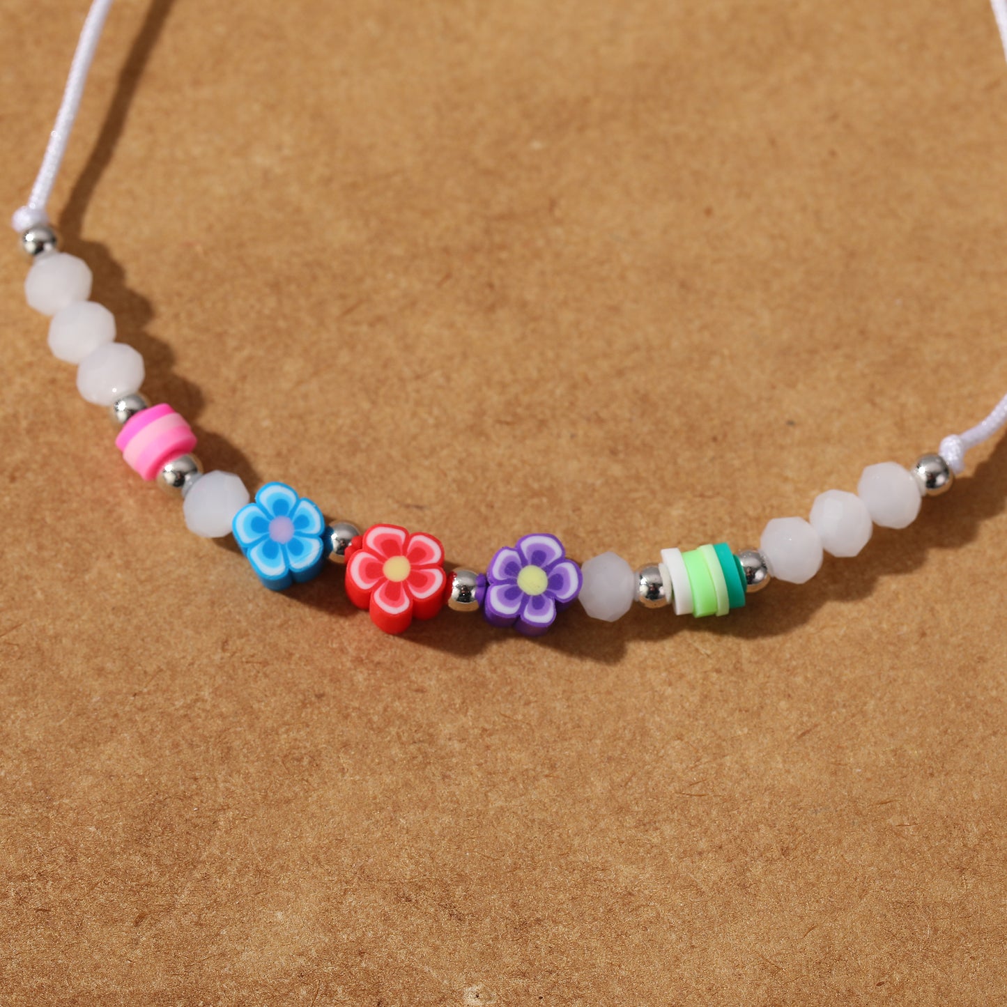 Colorful Handwoven String Bracelets with Round & Flower Beads - Boho Style Jewelry for Women