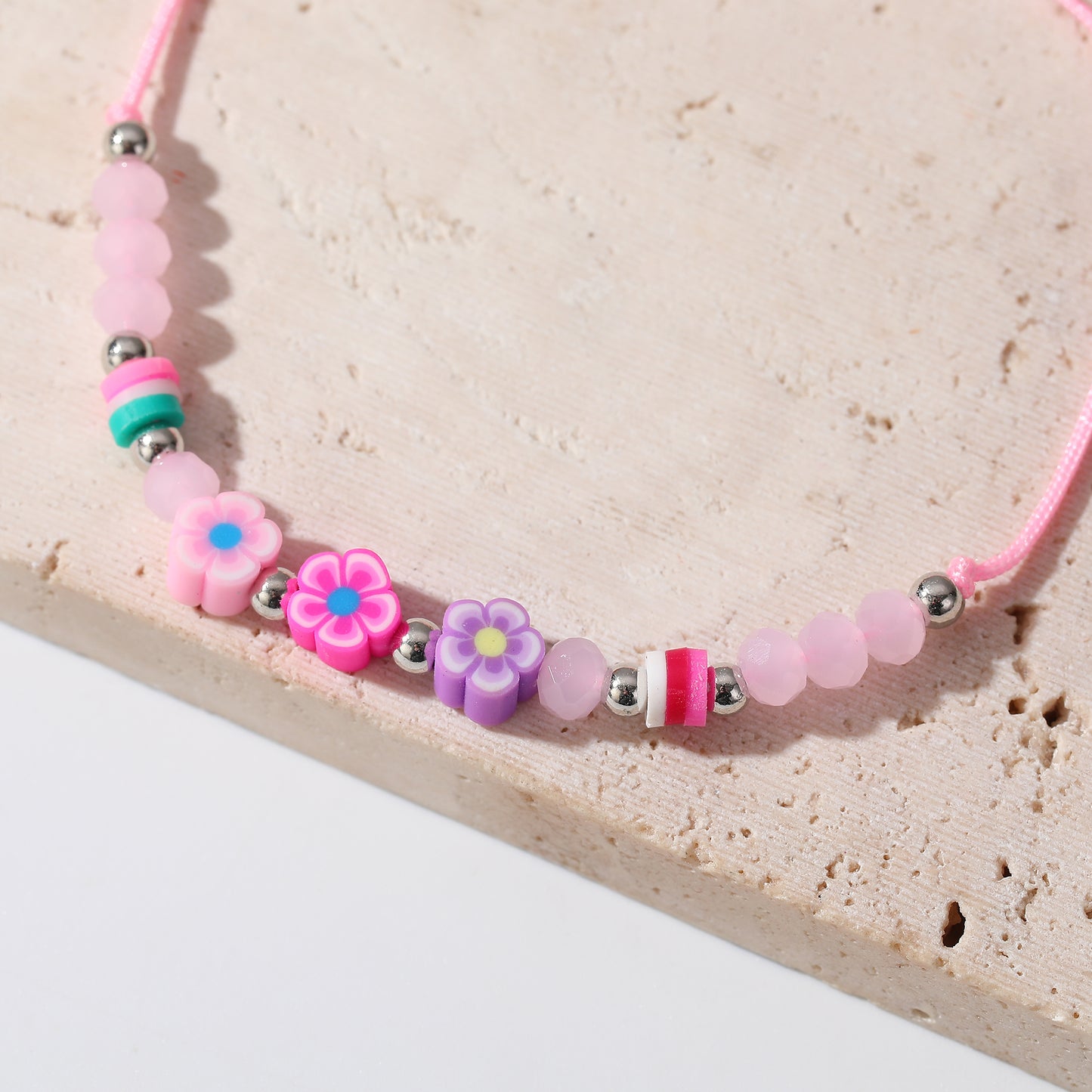 Colorful Handwoven String Bracelets with Round & Flower Beads - Boho Style Jewelry for Women