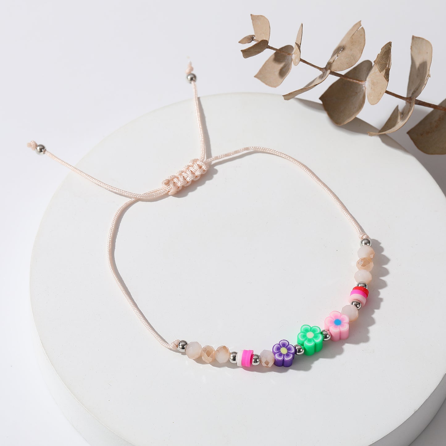 Colorful Handwoven String Bracelets with Round & Flower Beads - Boho Style Jewelry for Women
