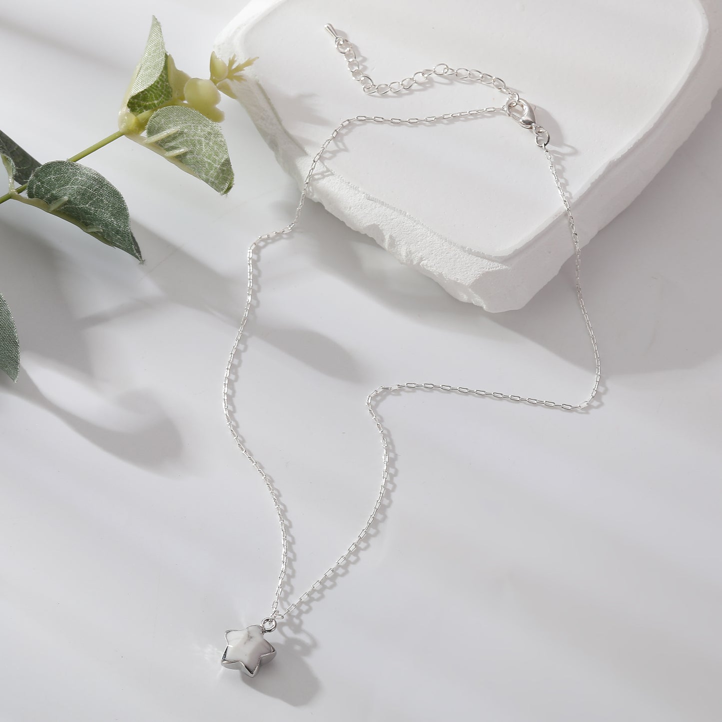 Colorful Natural Stone Star Necklaces on Silver Chain - Elegant & Unique Jewelry for Women
