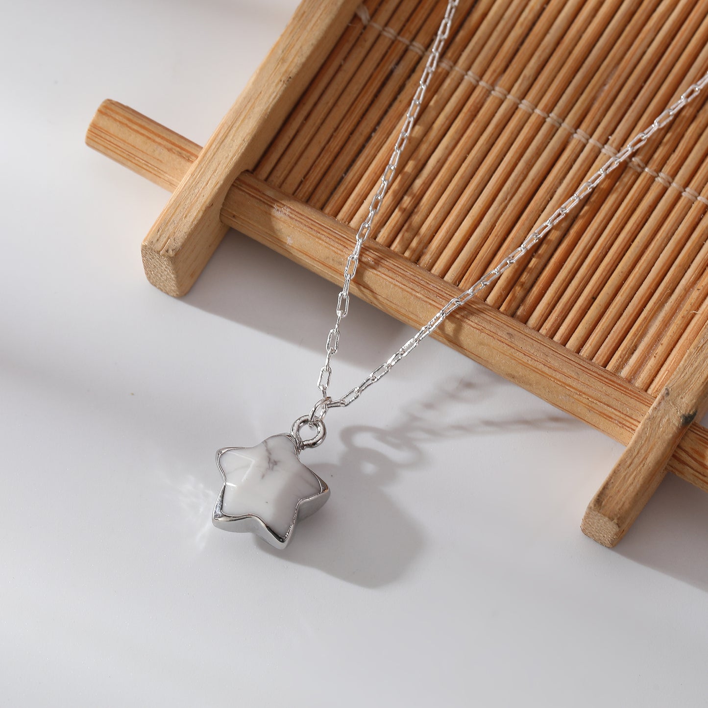 Colorful Natural Stone Star Necklaces on Silver Chain - Elegant & Unique Jewelry for Women