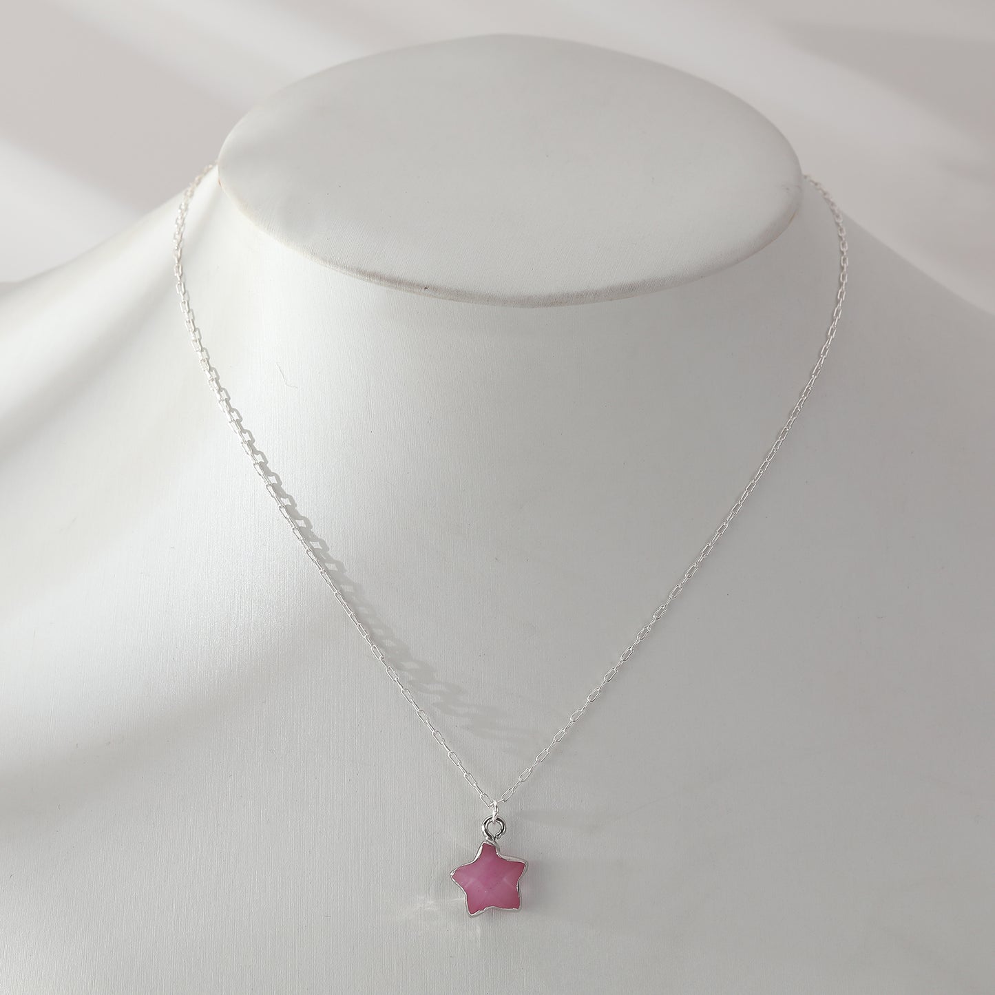 Colorful Natural Stone Star Necklaces on Silver Chain - Elegant & Unique Jewelry for Women