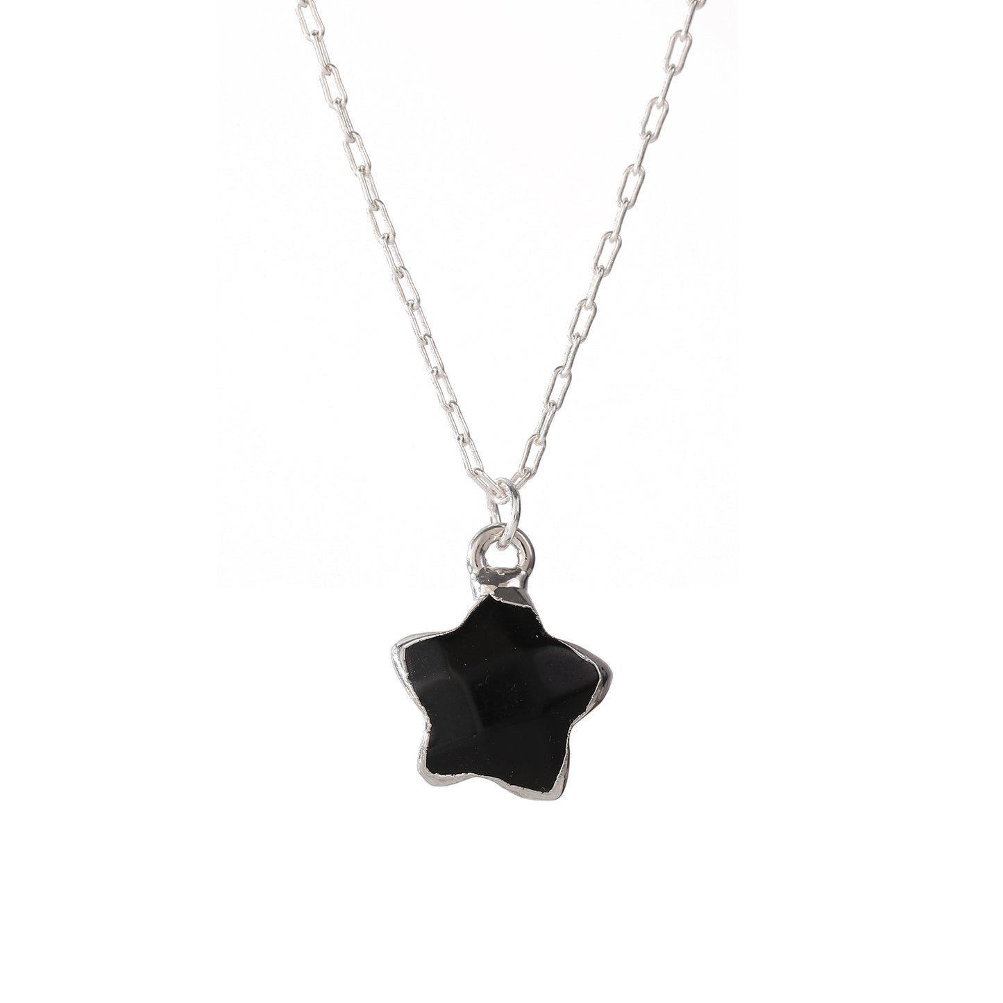 Colorful Natural Stone Star Necklaces on Silver Chain - Elegant & Unique Jewelry for Women
