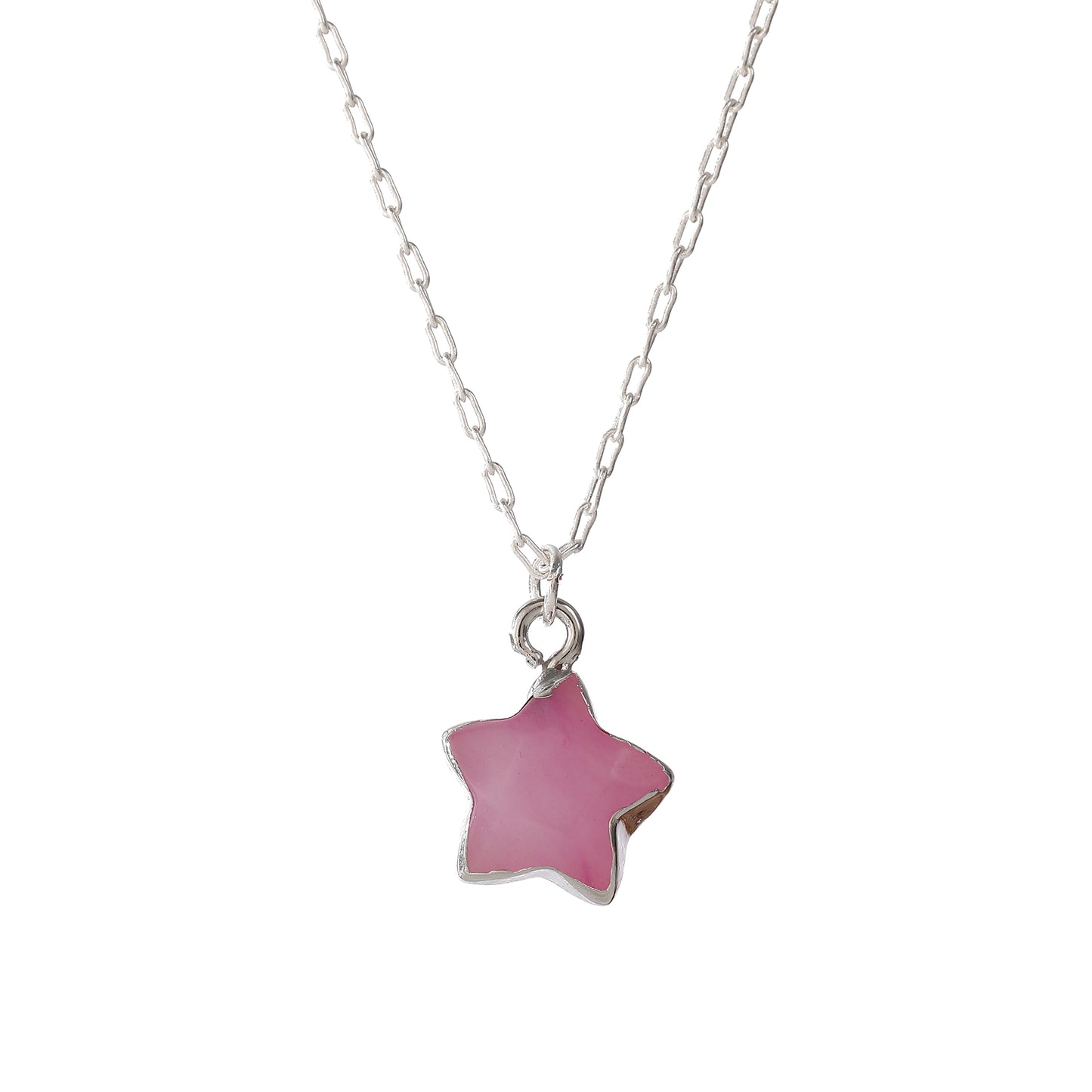 Colorful Natural Stone Star Necklaces on Silver Chain - Elegant & Unique Jewelry for Women