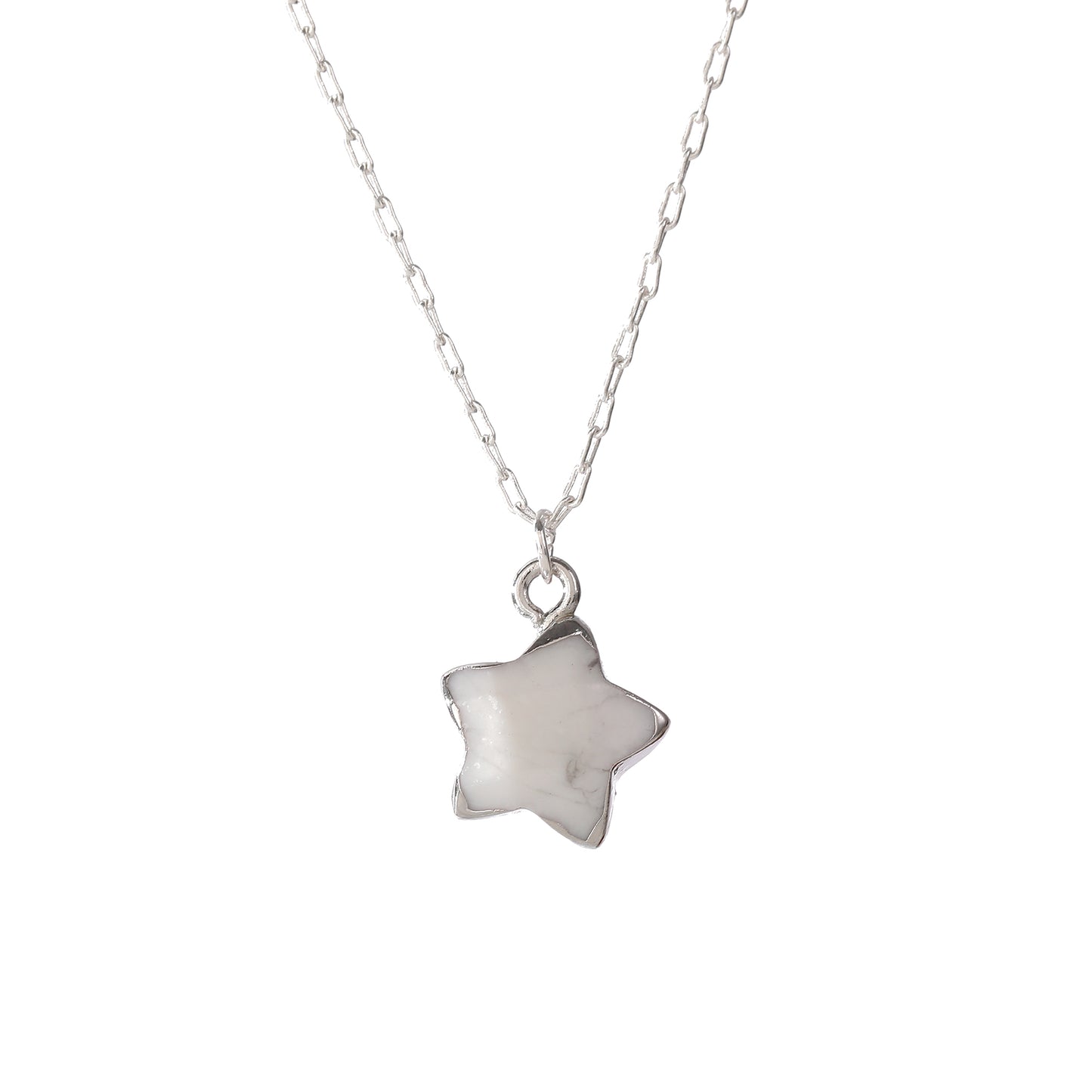 Colorful Natural Stone Star Necklaces on Silver Chain - Elegant & Unique Jewelry for Women
