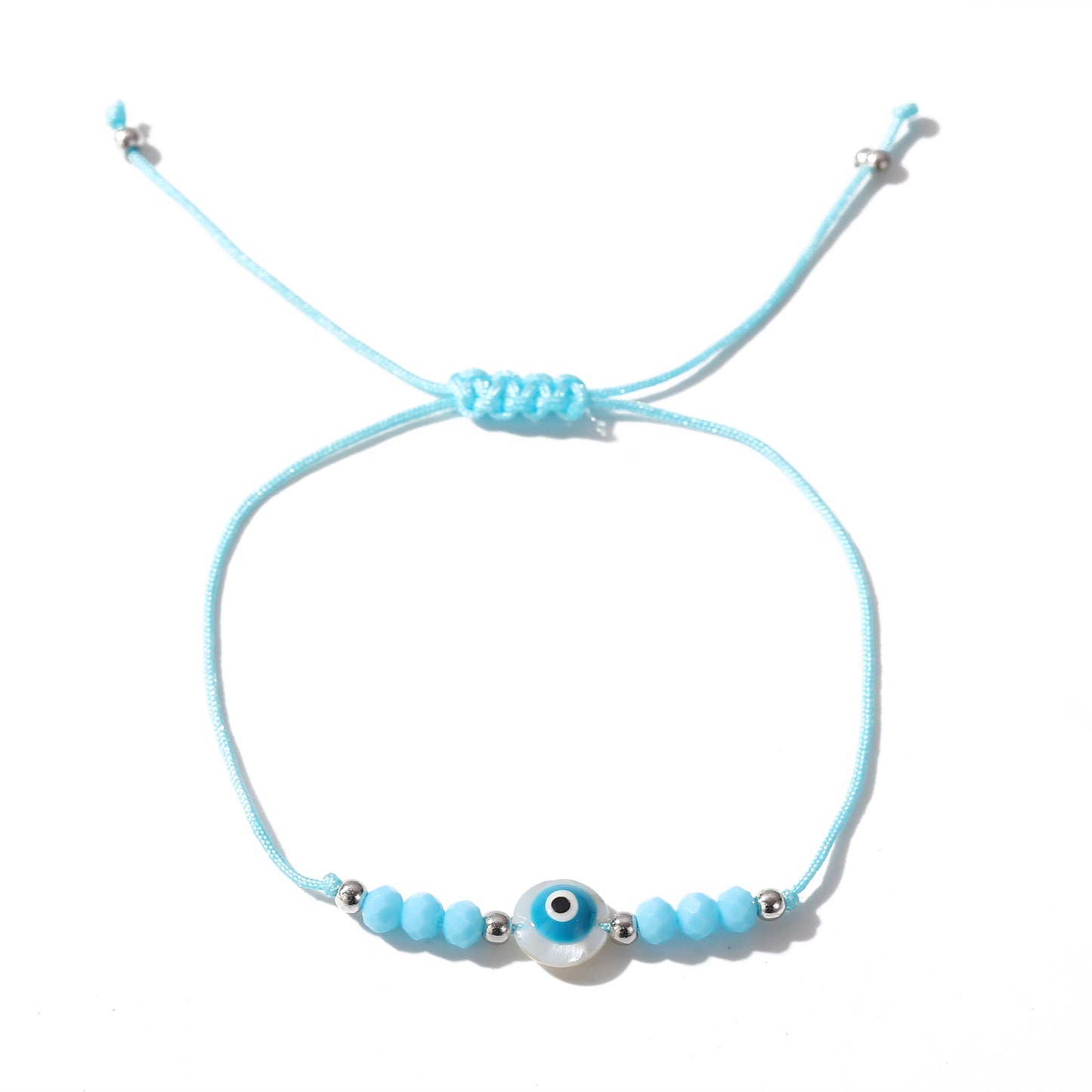 Assorted Adjustable String Lucky Eye Bead Bracelets - Protection & Style in Black, Blue, Pink & White