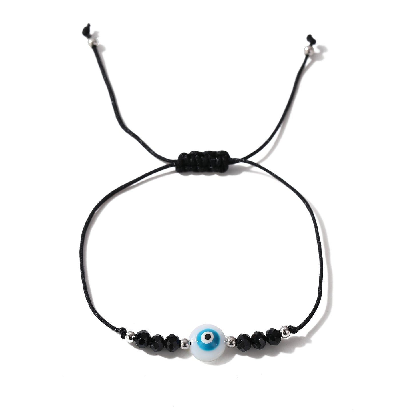 Assorted Adjustable String Lucky Eye Bead Bracelets - Protection & Style in Black, Blue, Pink & White